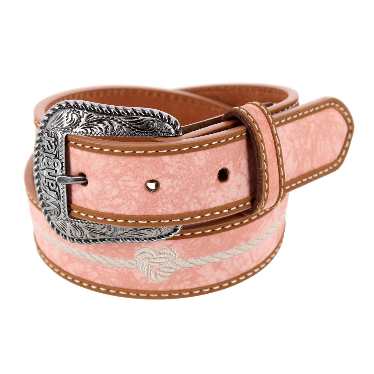 Wrangler Girl's 30mm Embroidered Rope Leather Belt - Girl's 30mm Embroidered Rope Leather Belt