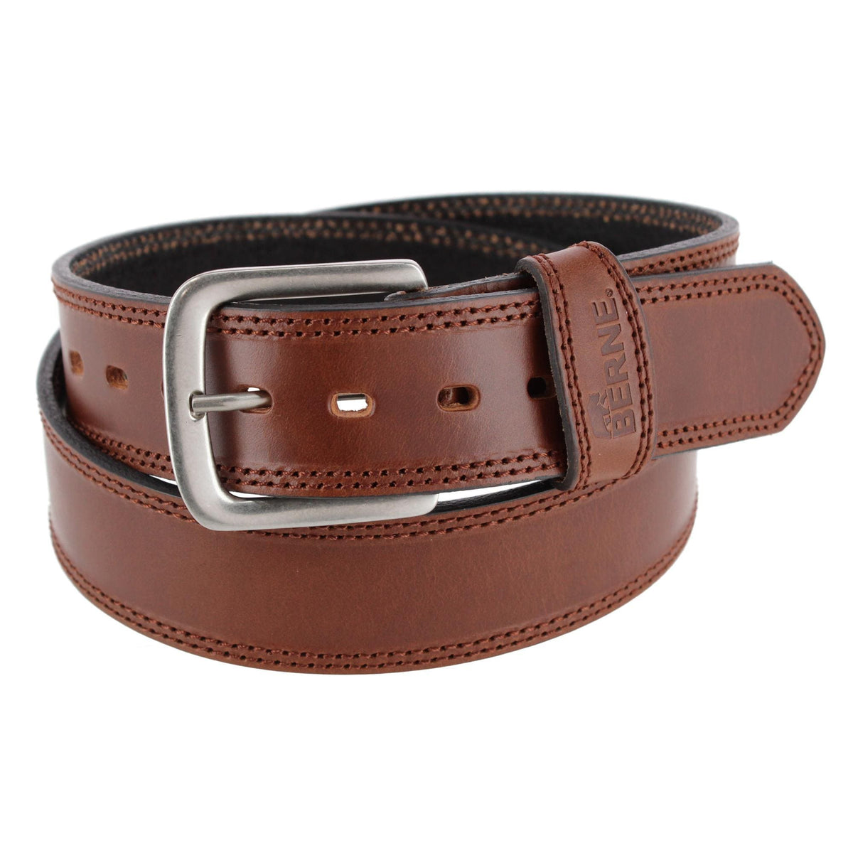 Berne Men's 38mm Oily Pull Up Leather Heavy Duty Work Belt - Brown