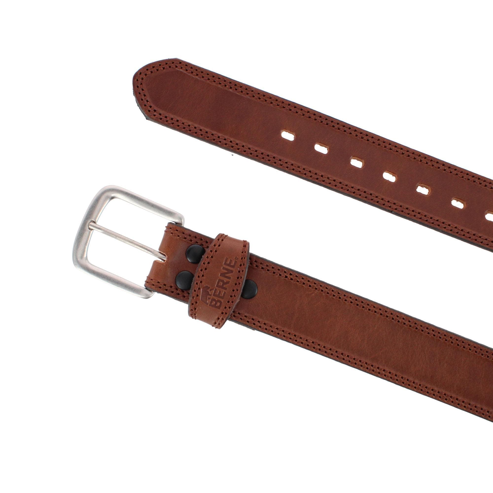 Berne Men's 38mm Oily Pull Up Leather Heavy Duty Work Belt - Brown