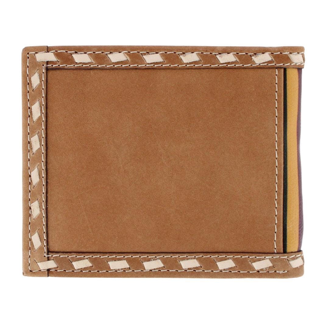 Wrangler Men's Leather Southwest Print Bifold Wallet - Tan
