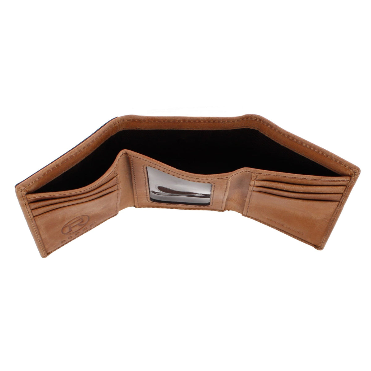 Roper Men's Leather Western American Flag Trifold Wallet - Tan