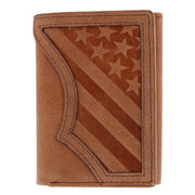 Men's Leather Western American Flag Trifold Wallet