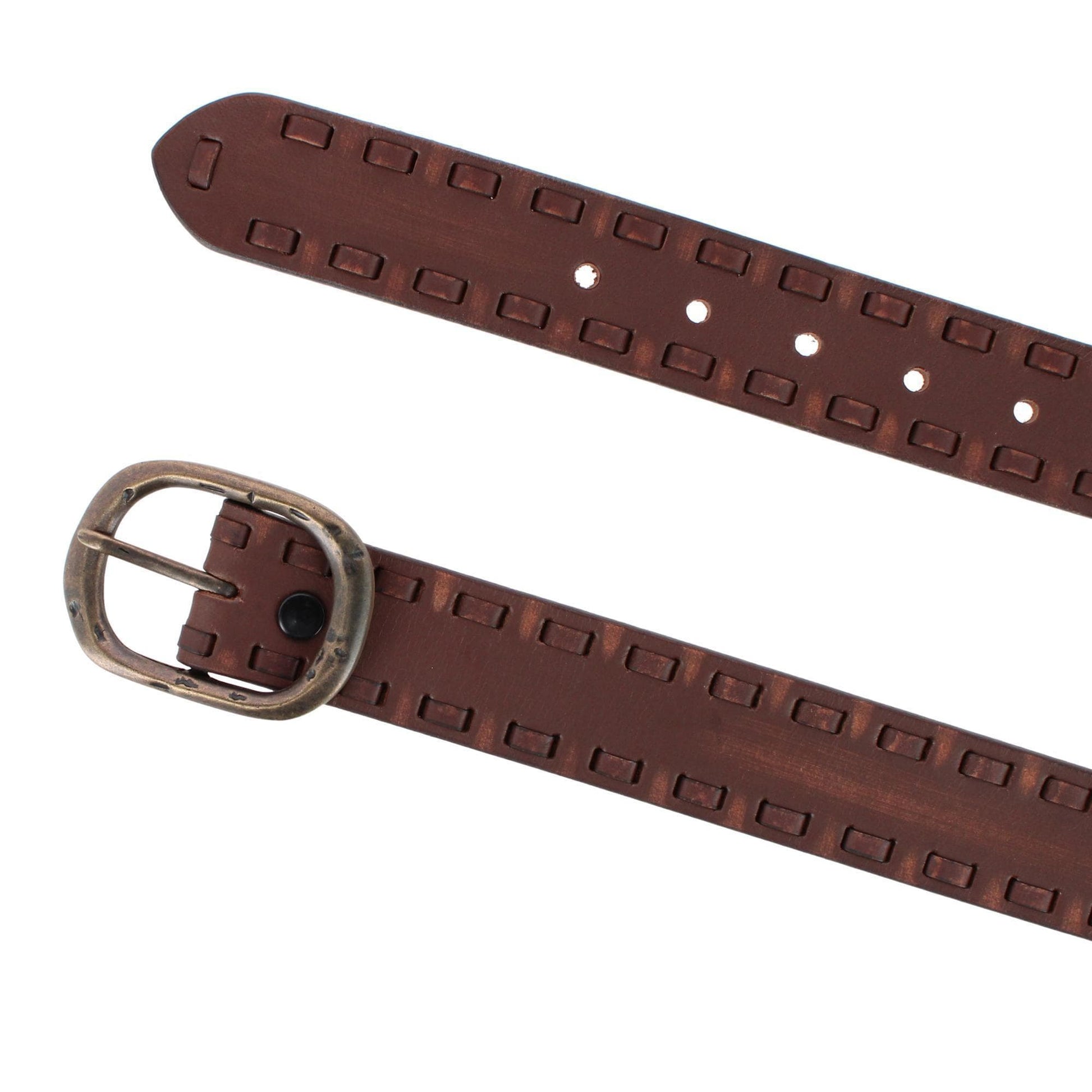 Cowgirls Rock Women's 1.5 Inch Hand Sanded Leather Belt with Lacing - Brown