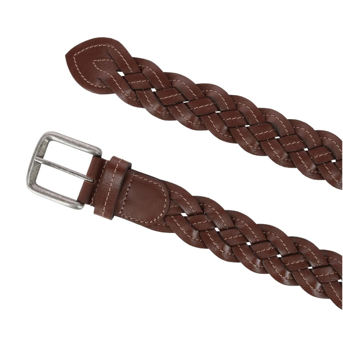 Cowgirls Rock Women's Braided Leather Belt with Contrast Stitching - Brown