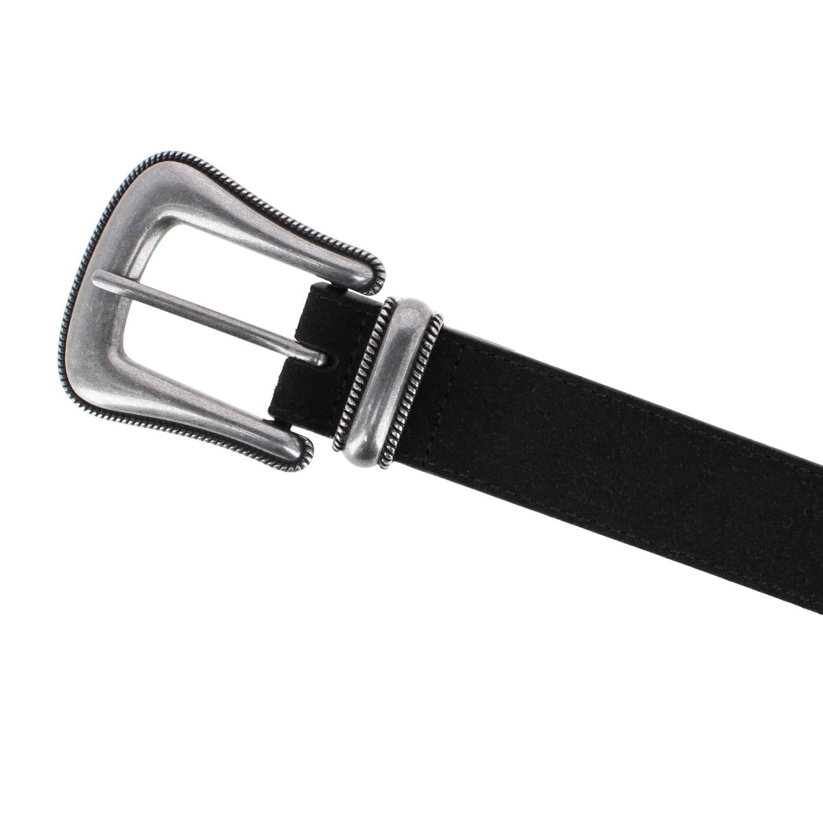 Cowgirls Rock Women's 1.25 Inch 3-Piece Buckle Sueded Leather Belt - Black