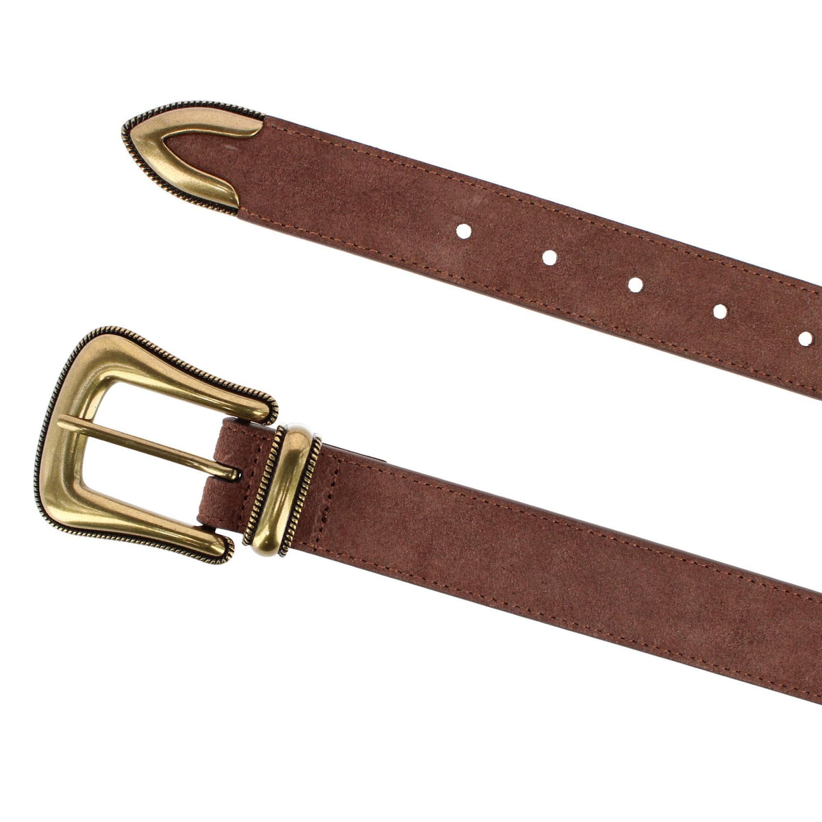 Cowgirls Rock Women's 1.25 Inch 3-Piece Buckle Sueded Leather Belt - Tan