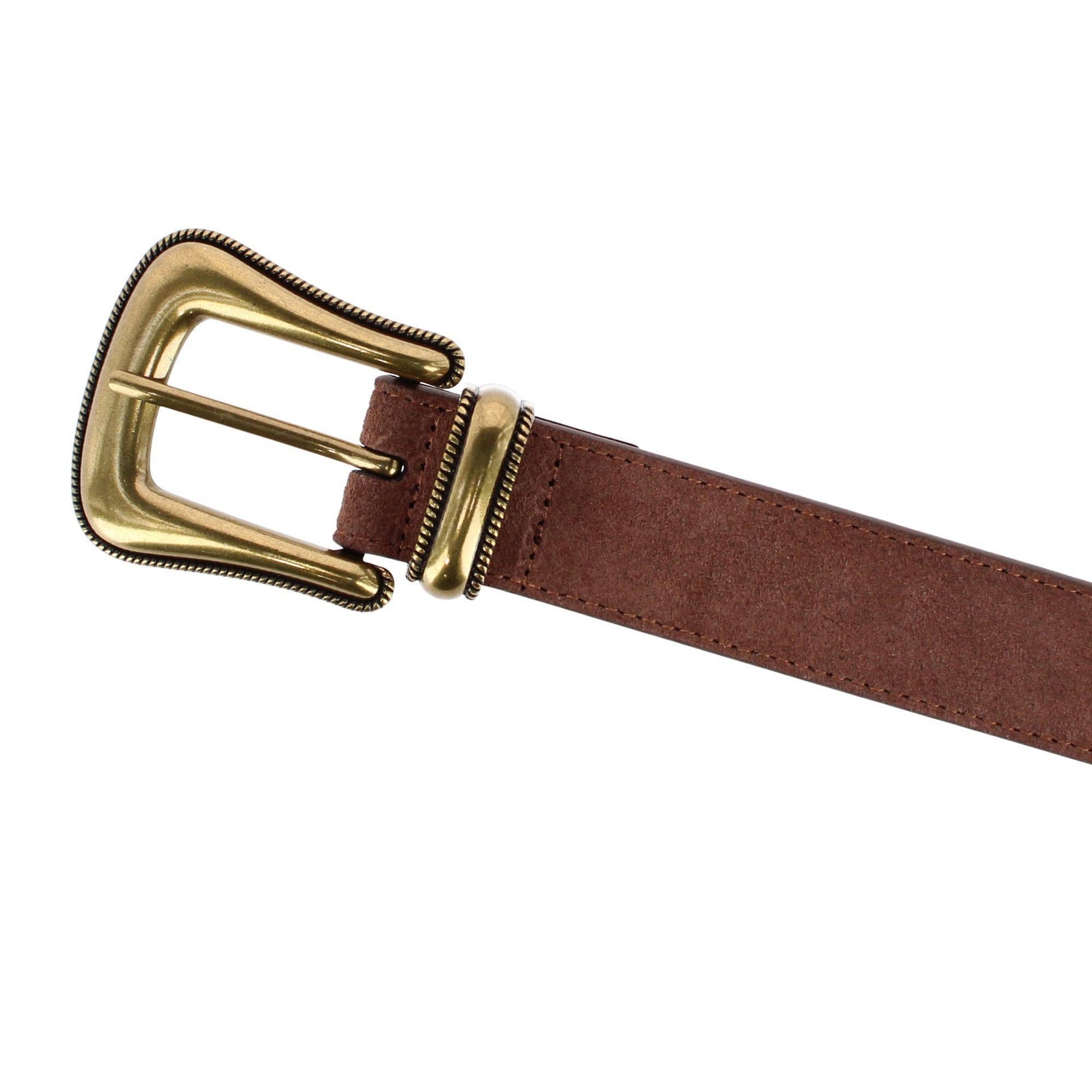 Cowgirls Rock Women's 1.25 Inch 3-Piece Buckle Sueded Leather Belt - Tan