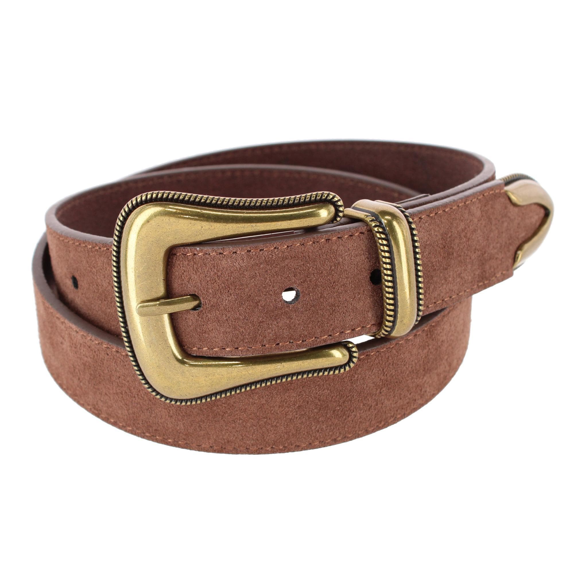 Women's 1.25 Inch 3-Piece Buckle Sueded Leather Belt