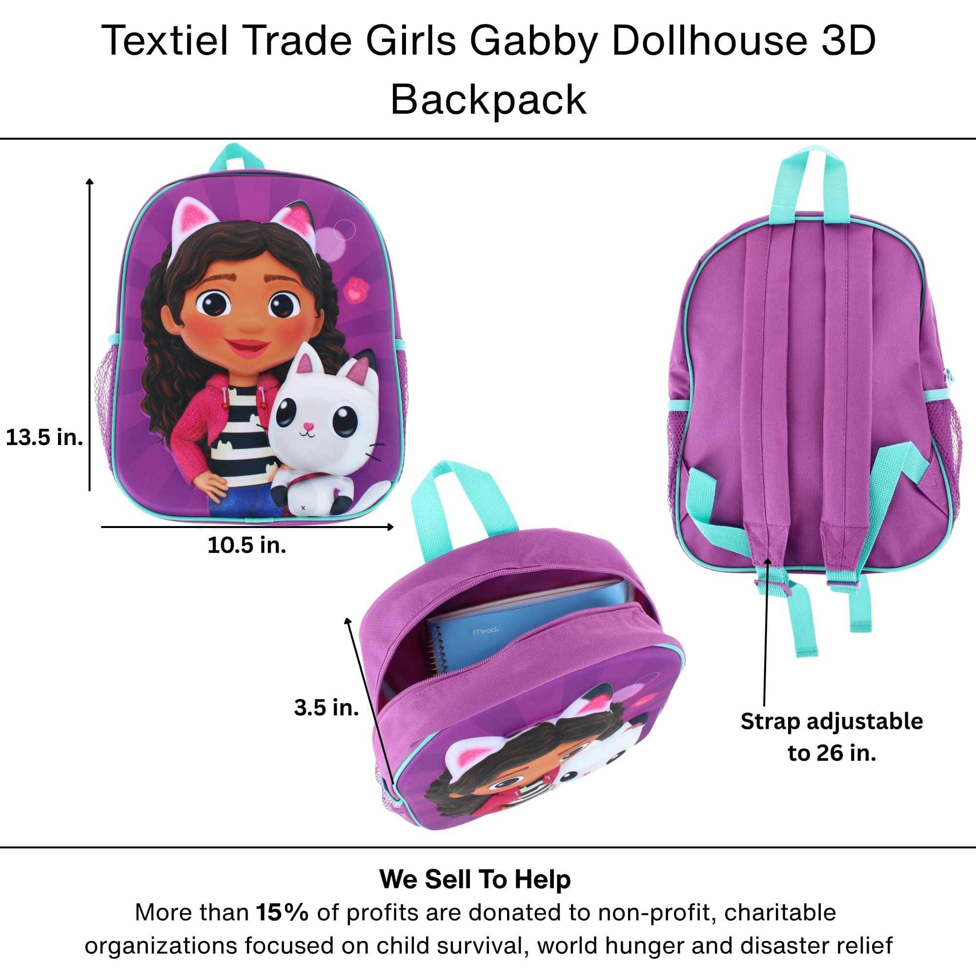 Textiel Trade Girls Gabby Dollhouse 3D Backpack - Purple