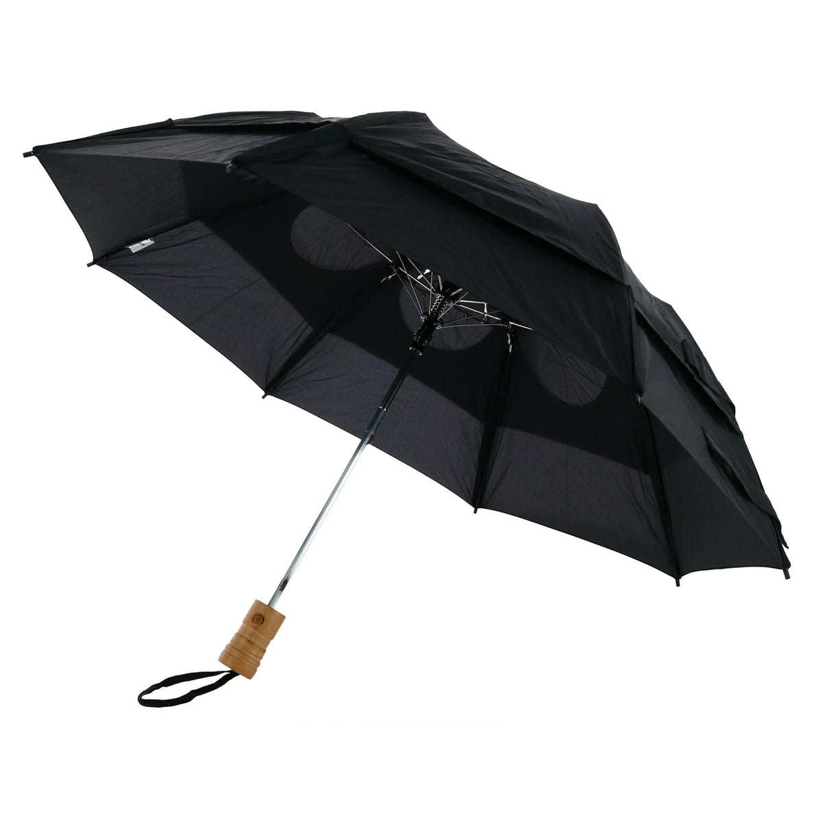 GustBuster Metro Solid Color Auto Open Vented Compact Umbrella - Black