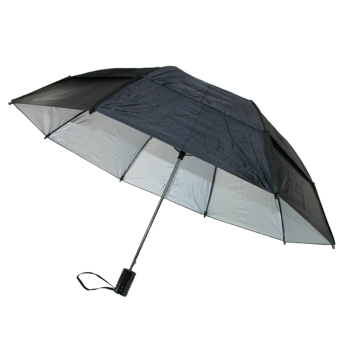 GustBuster Metro Solid Color Auto Open Vented Compact Umbrella - Black with Silver