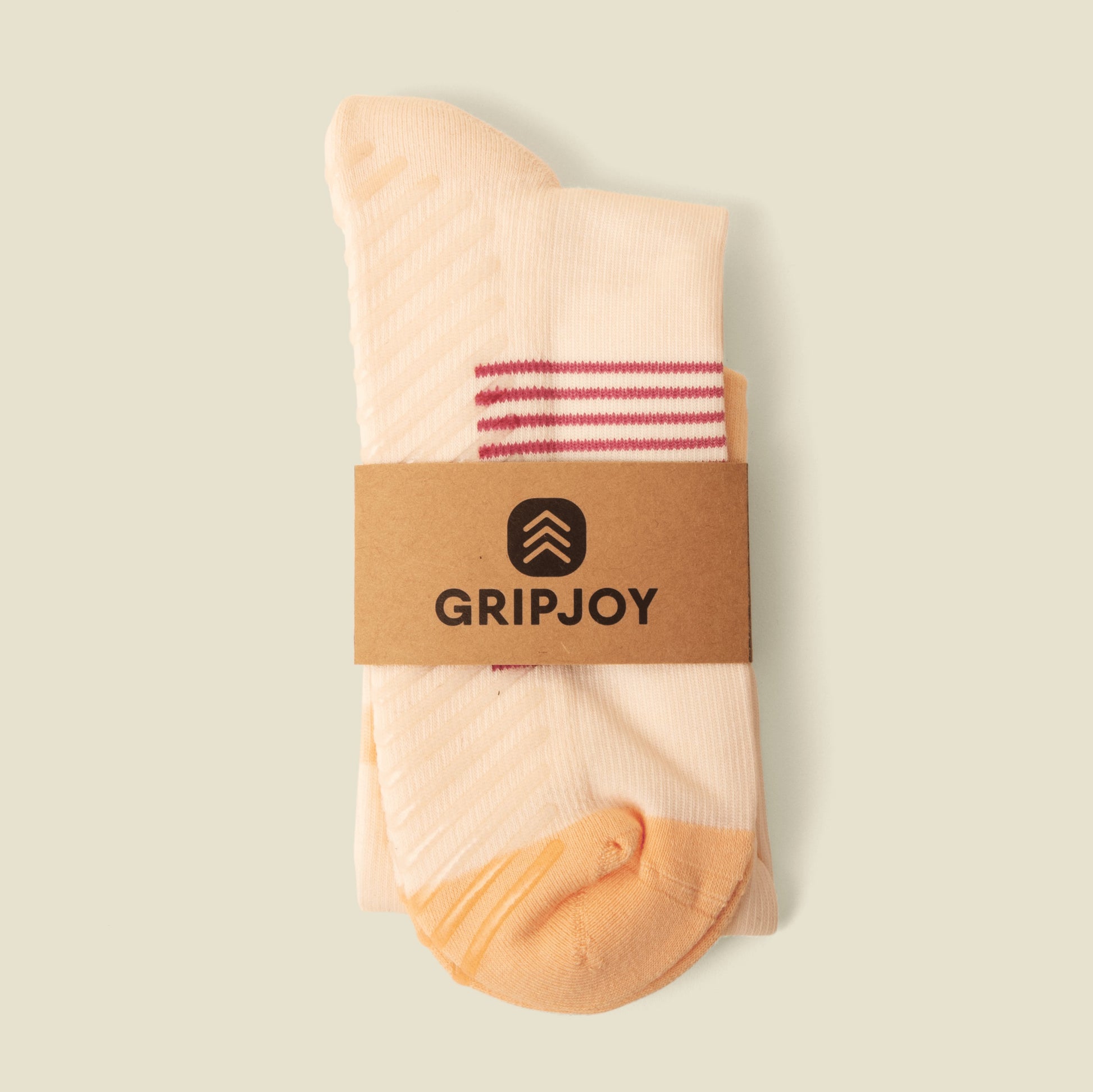 Gripjoy Men's Compression Socks with Grips - Orange and Pink