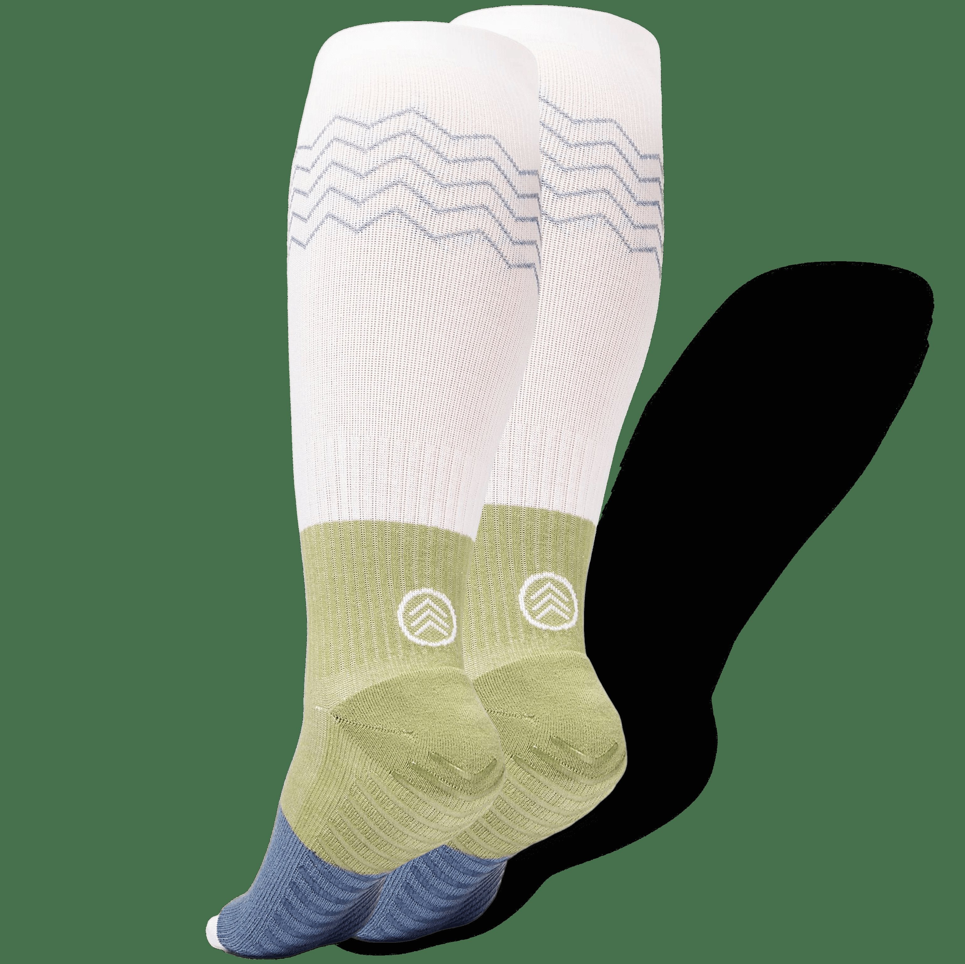 Gripjoy Men's Extended Size Compression Socks with Grips (Pack of 2) - White Green and Blue