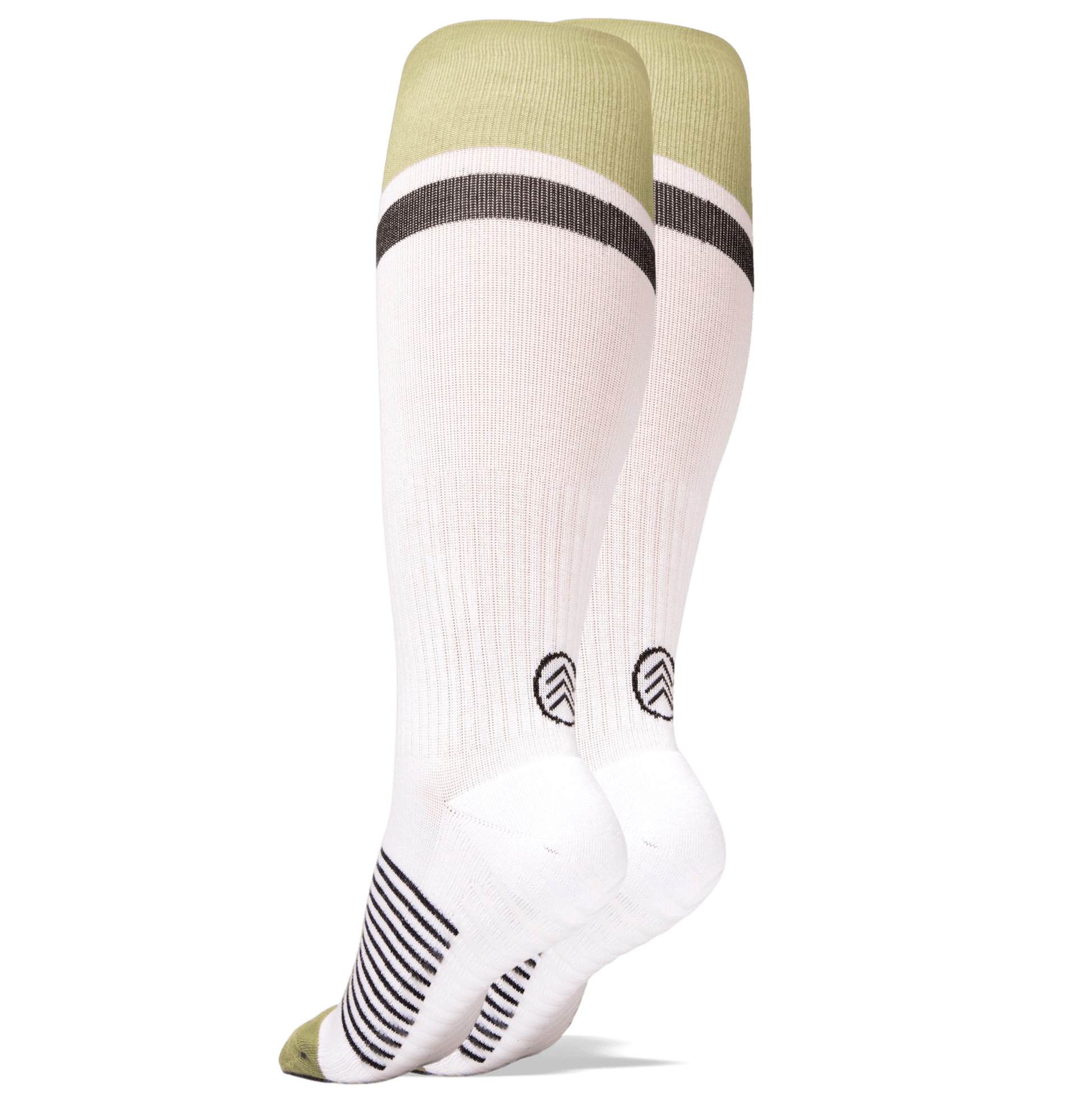 Gripjoy Women's Compression Socks with Grips - White and Green