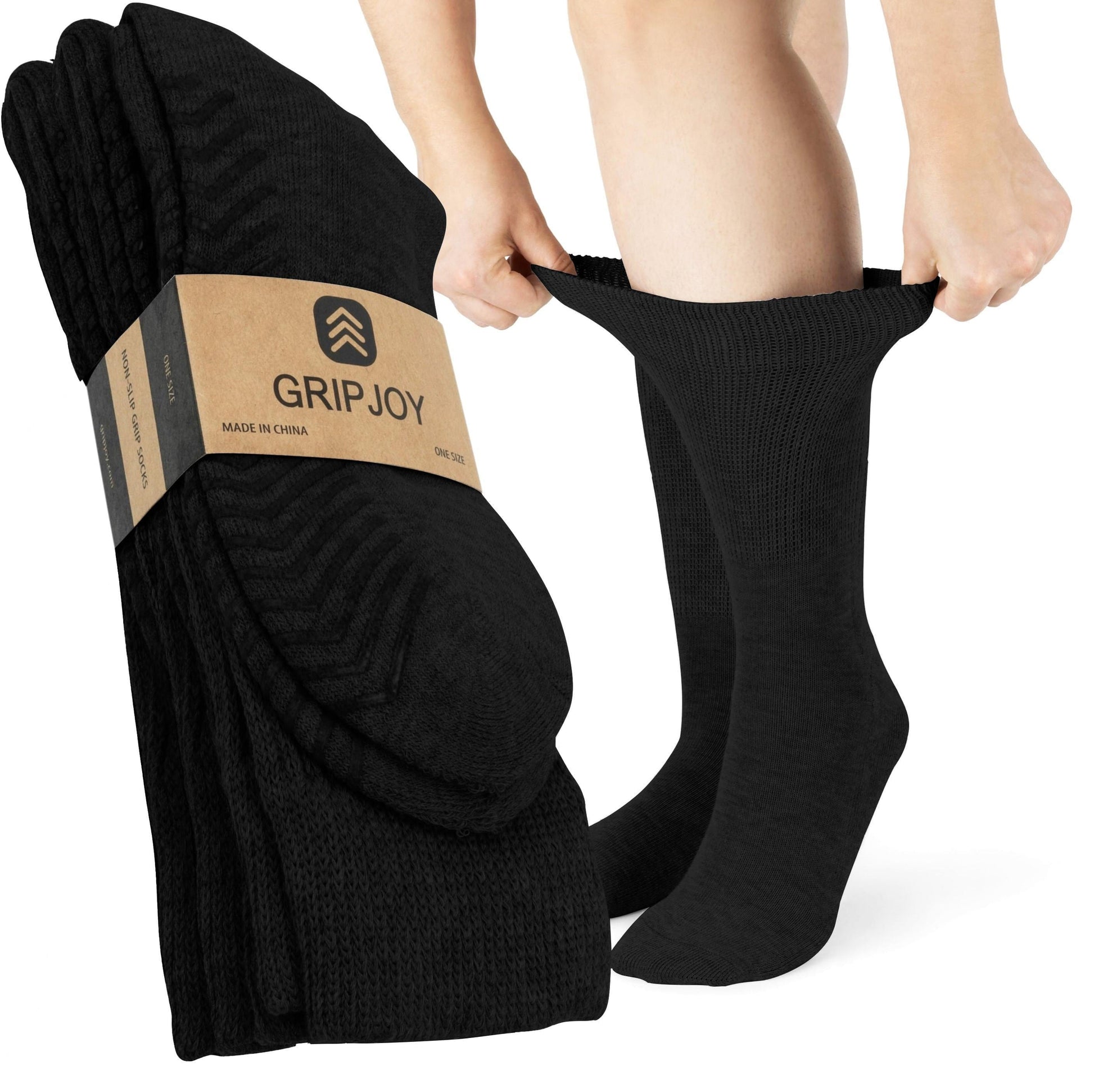 Gripjoy Diabetic Socks with Grips (Pack of 3) - Black