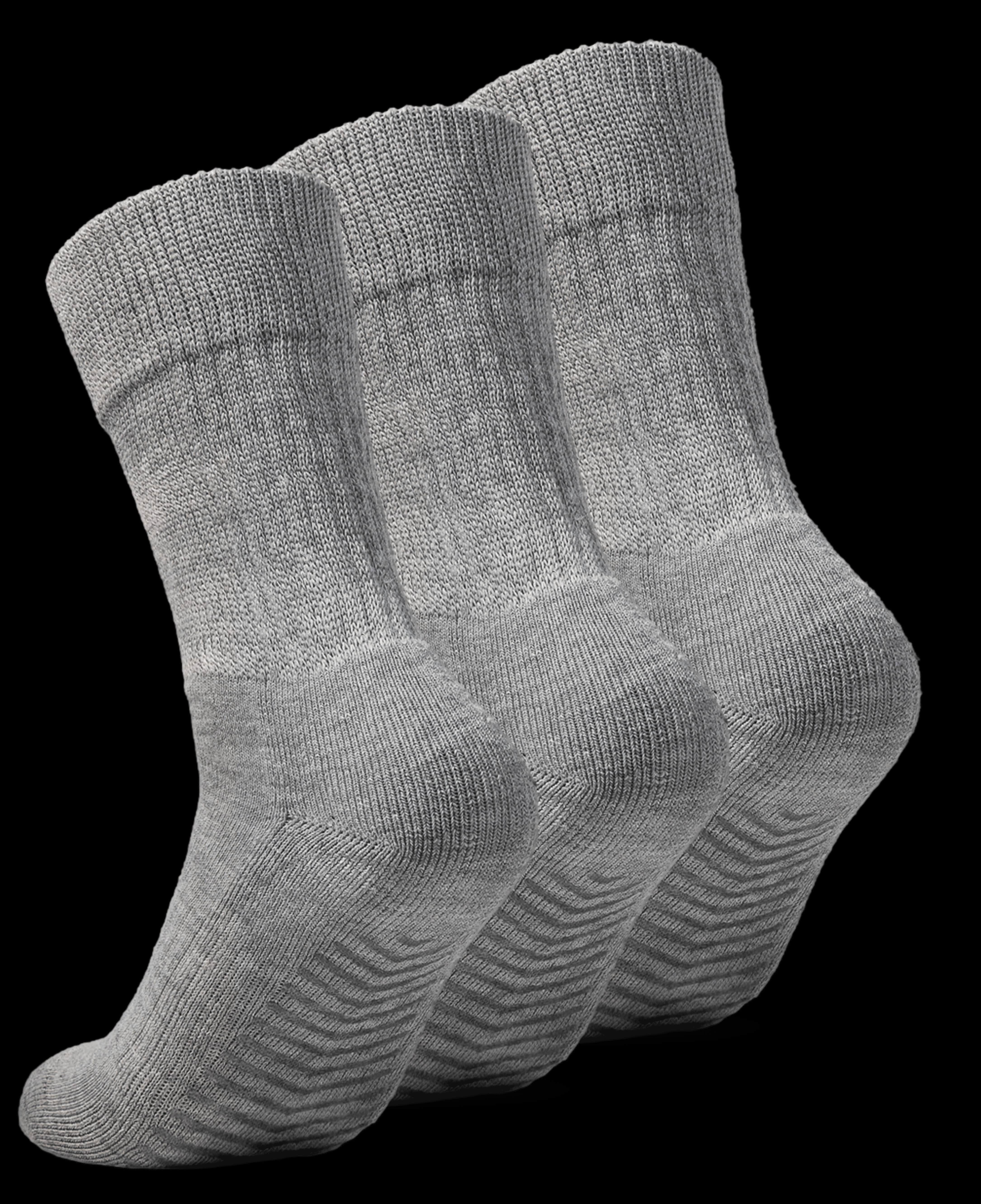 Gripjoy Diabetic Socks with Grips (Pack of 3) - Light Grey