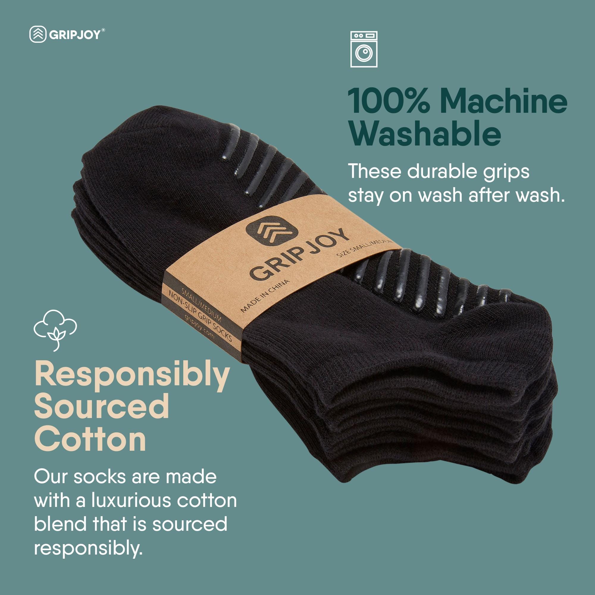 Gripjoy Men's Low Cut Socks with Grips (Pack of 3) - Black