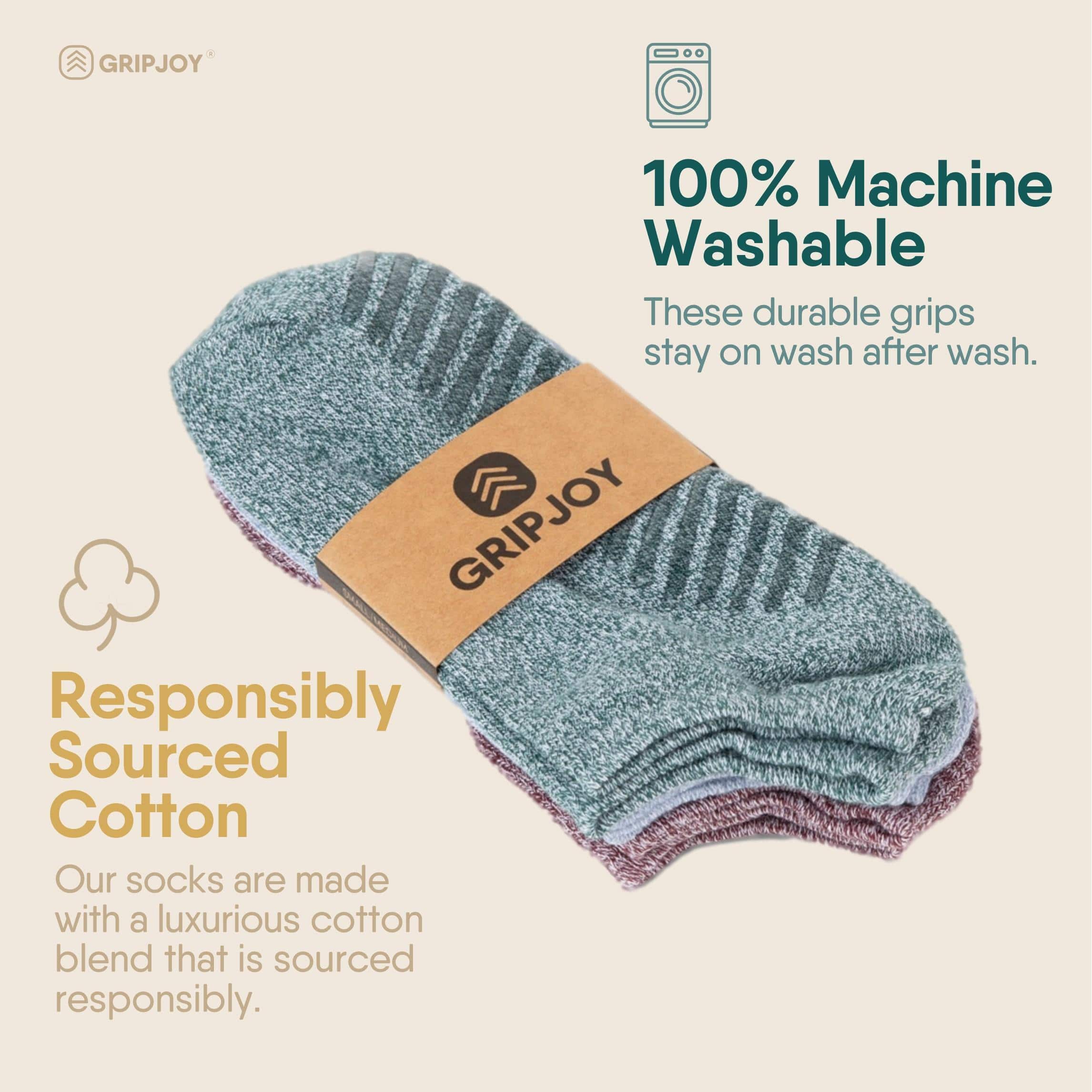 Gripjoy Men's Low Cut Socks with Grips (Pack of 3) - Maroon / Blue / Green