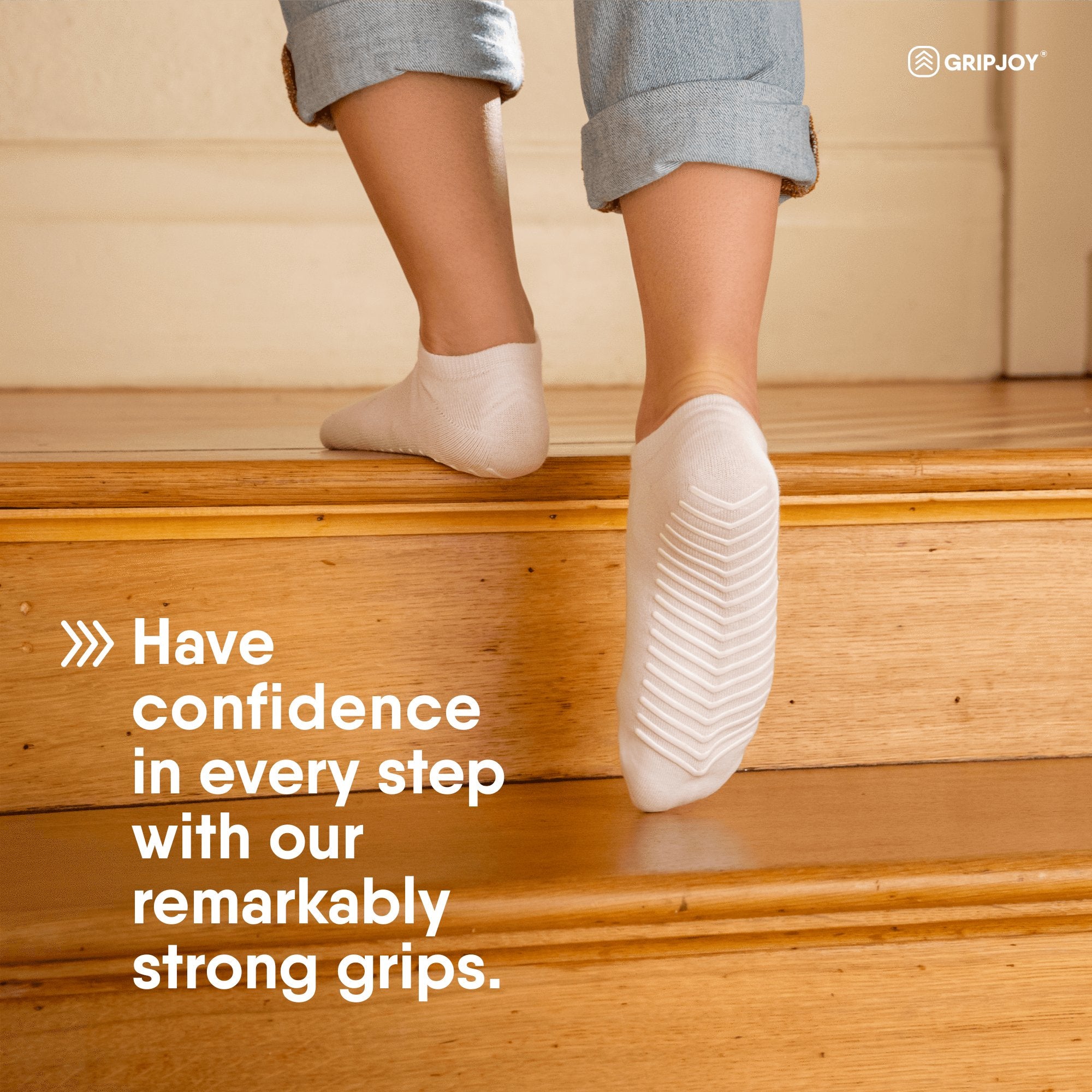 Gripjoy Men's Low Cut Socks with Grips (Pack of 3) - White