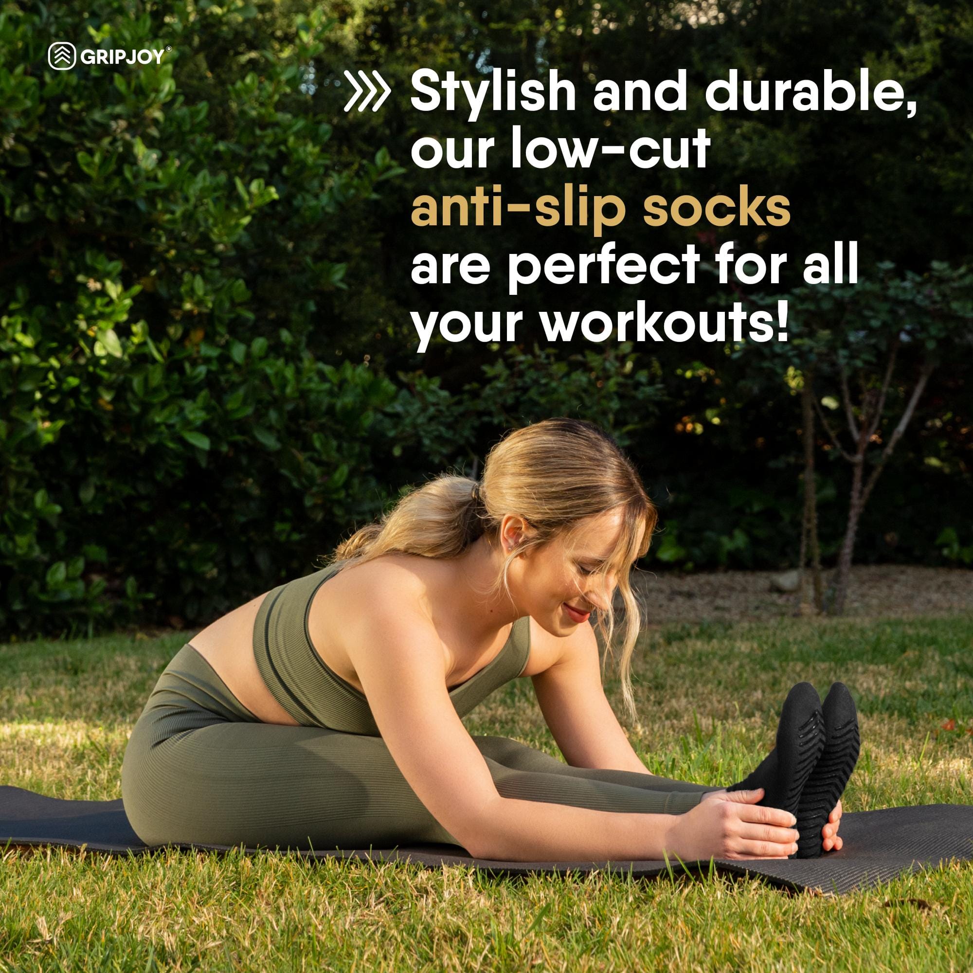 Gripjoy Women's Low Cut Socks with Grips (Pack of 3) - Black