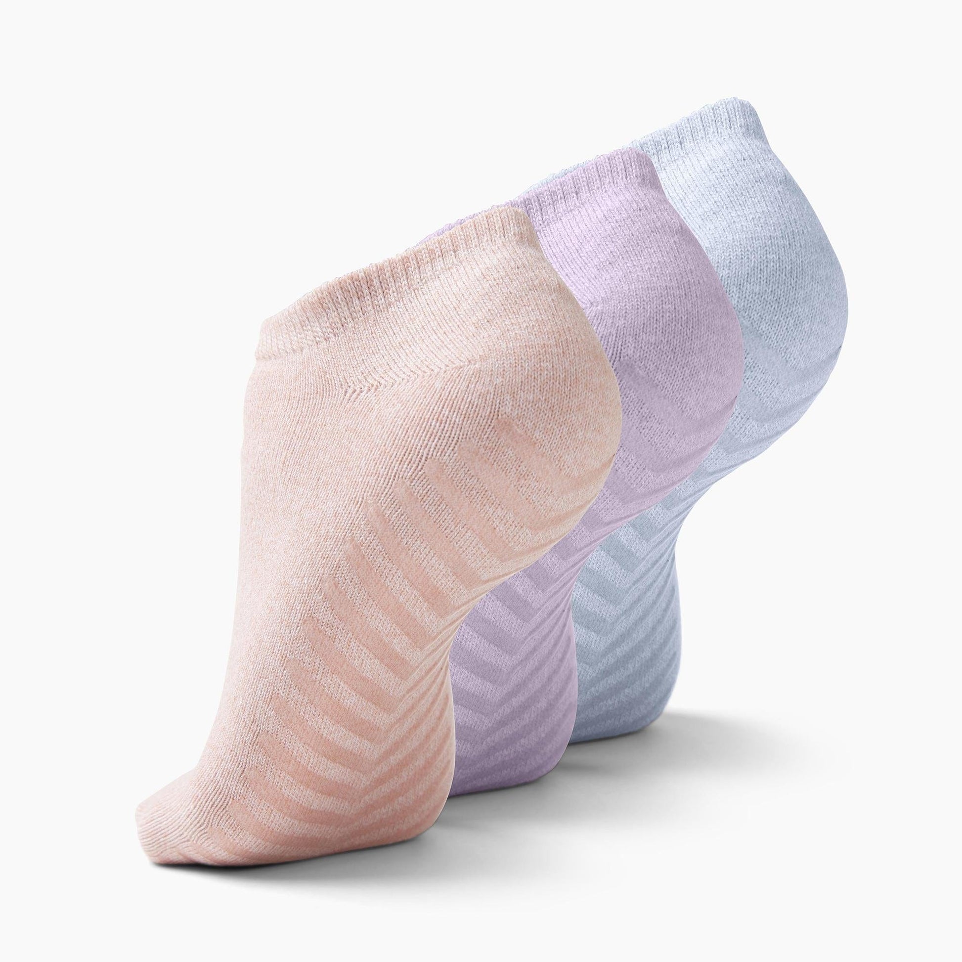 Gripjoy Women's Low Cut Socks with Grips (Pack of 3) - Purple / Pink / Blue