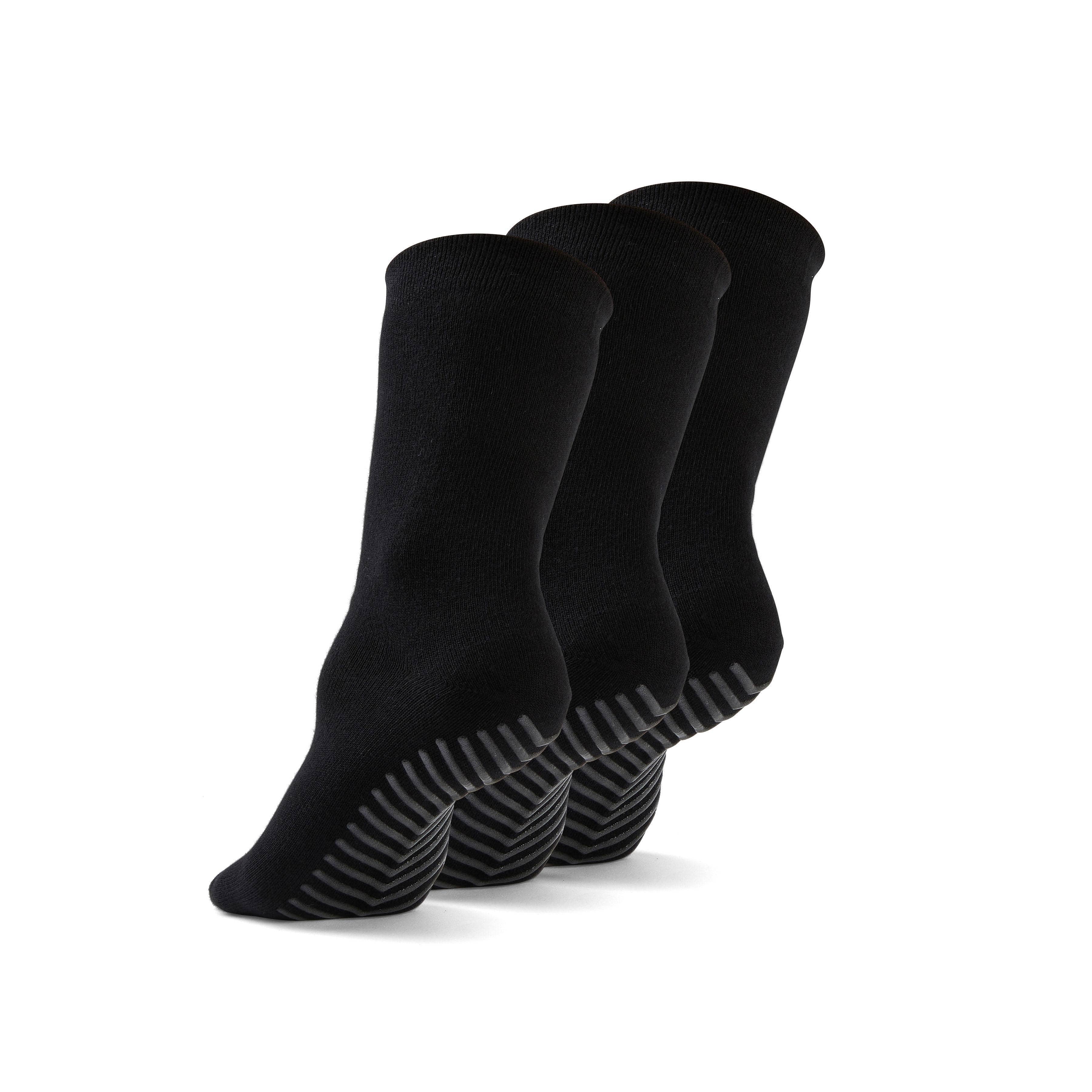 Gripjoy Men's Crew Socks with Grips (Pack of 3) - Black