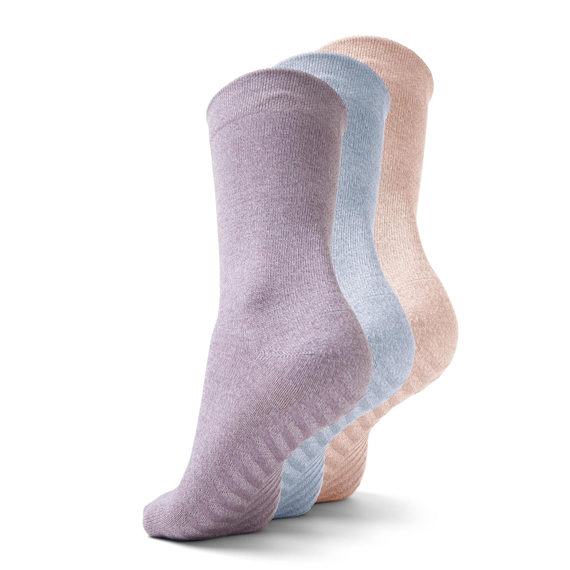 Gripjoy Men's Crew Socks with Grips (Pack of 3) - Purple / Pink / Blue