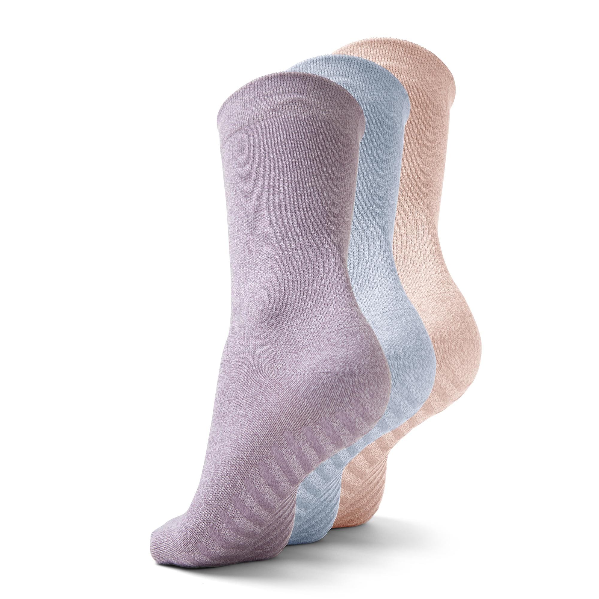 Gripjoy Men's Crew Socks with Grips (Pack of 3) - Purple / Pink / Blue