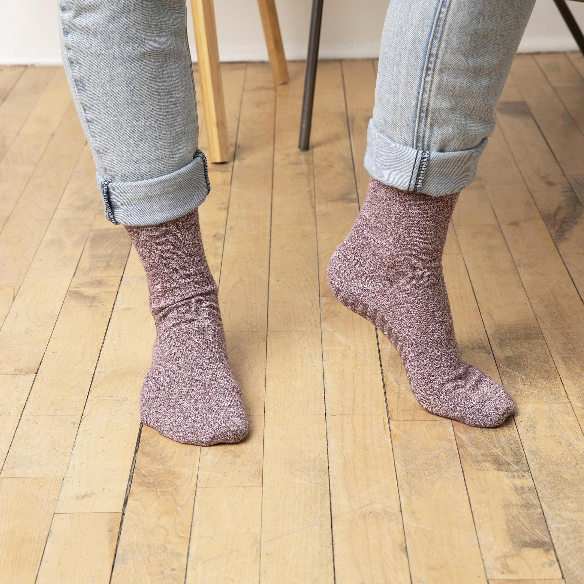 Gripjoy Men's Crew Socks with Grips (Pack of 3) - Purple / Pink / Blue