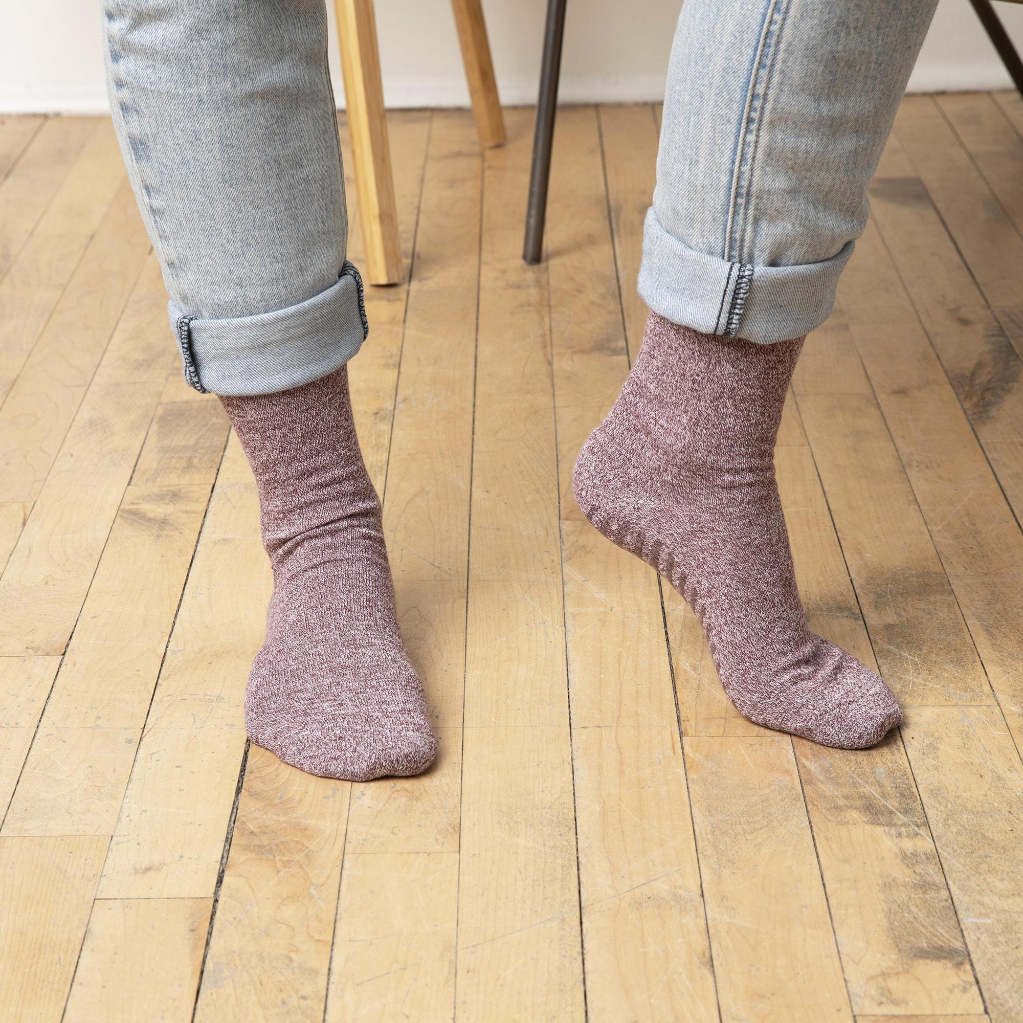 Gripjoy Men's Crew Socks with Grips (Pack of 3) - Purple / Pink / Blue