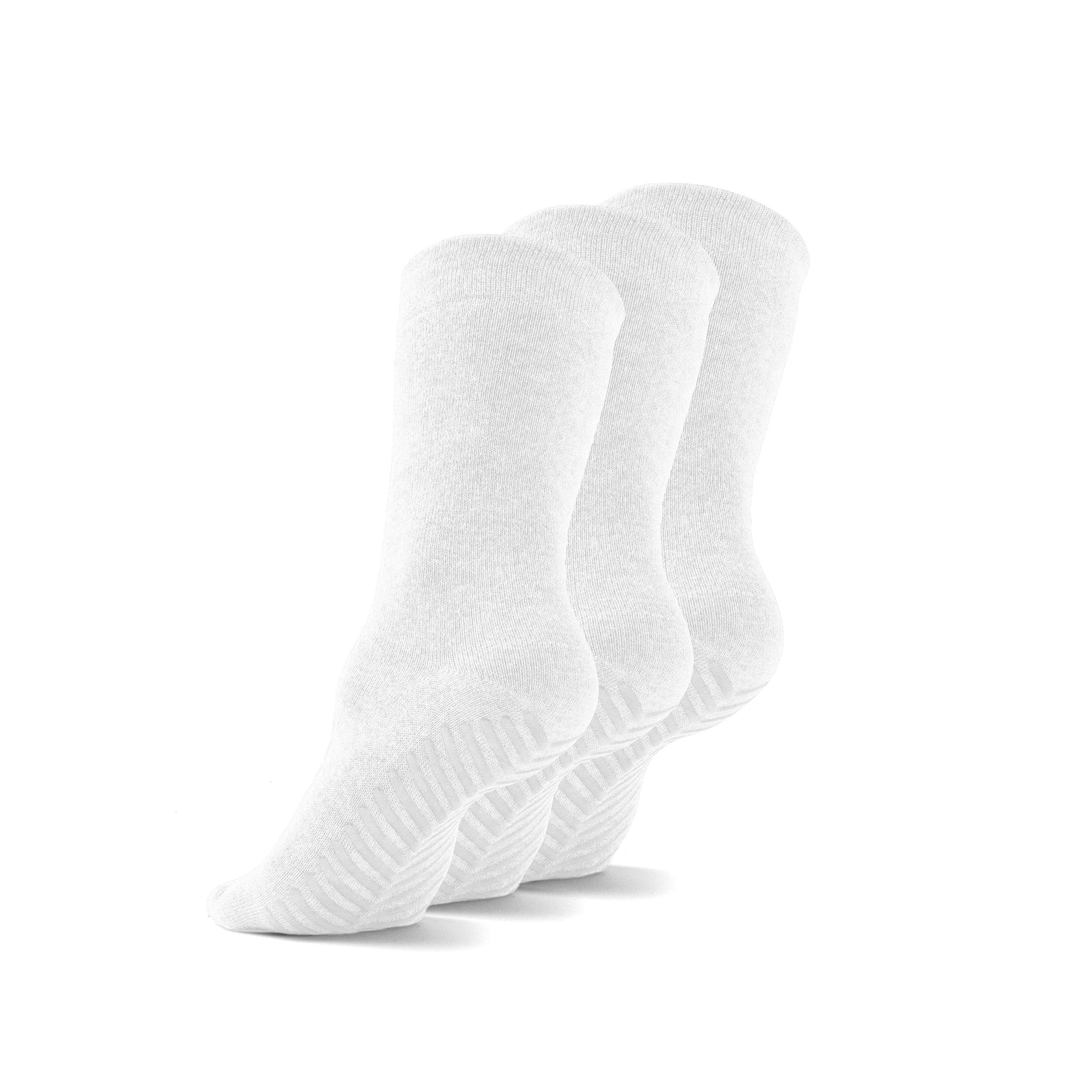 Gripjoy Men's Crew Socks with Grips (Pack of 3) - White