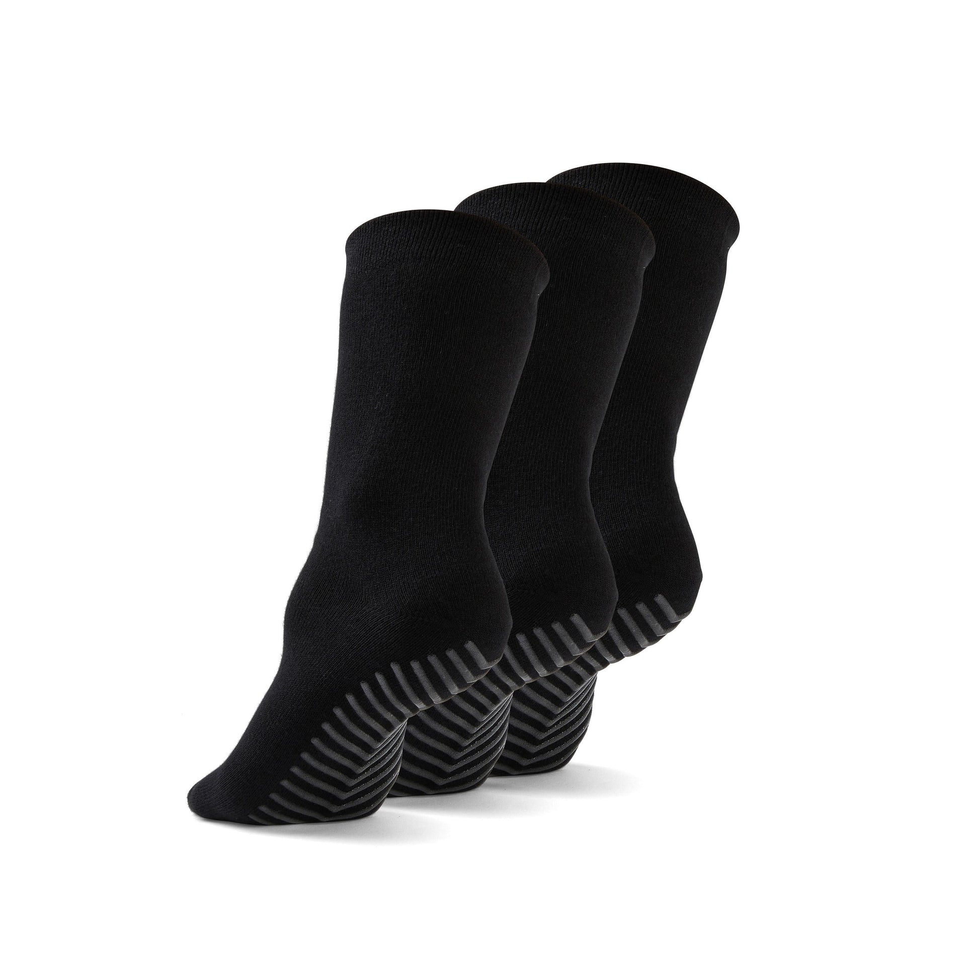 Gripjoy Women's Crew Socks with Grips (Pack of 3) - Black
