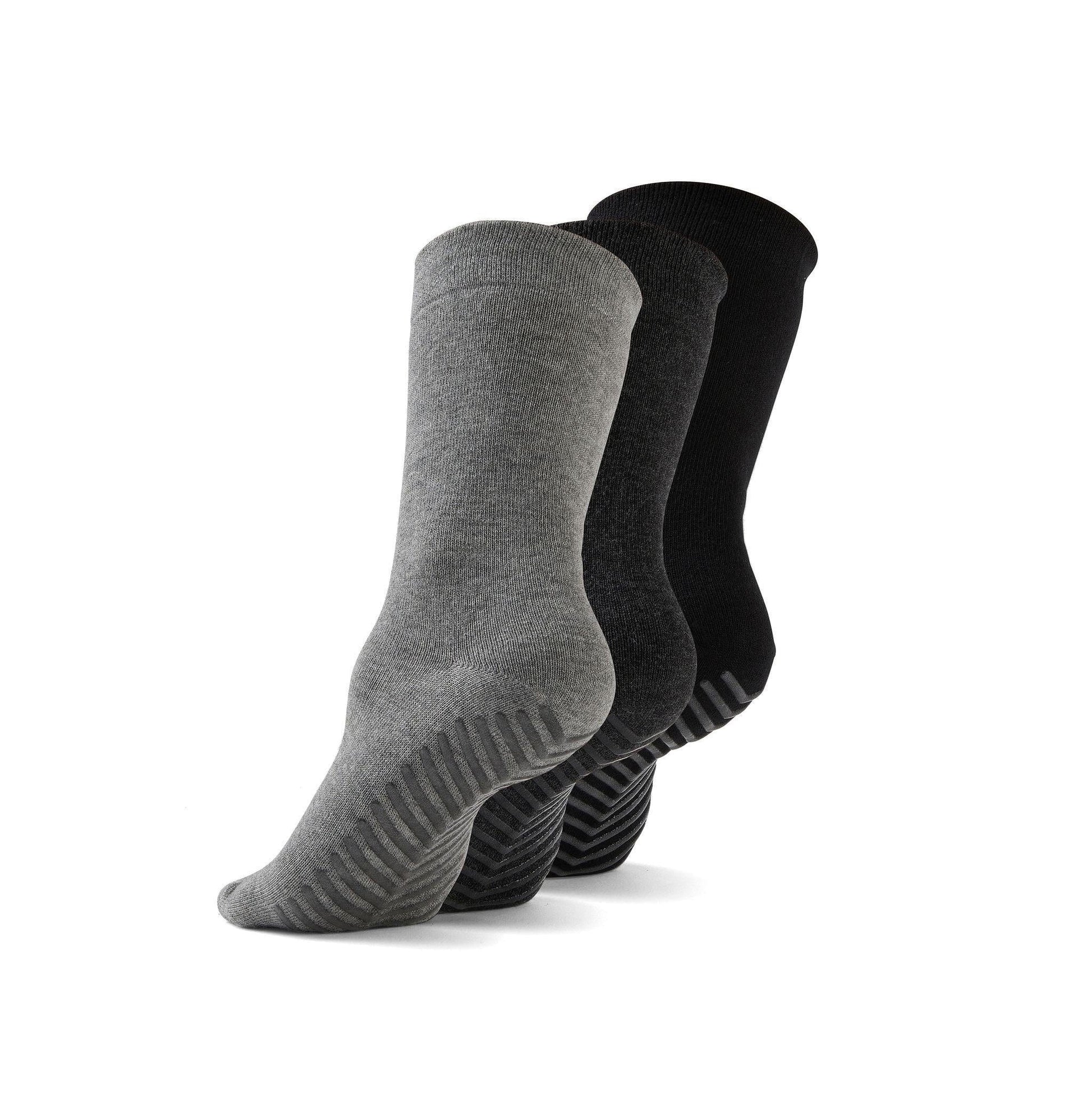 Gripjoy Women's Crew Socks with Grips (Pack of 3) - Grey