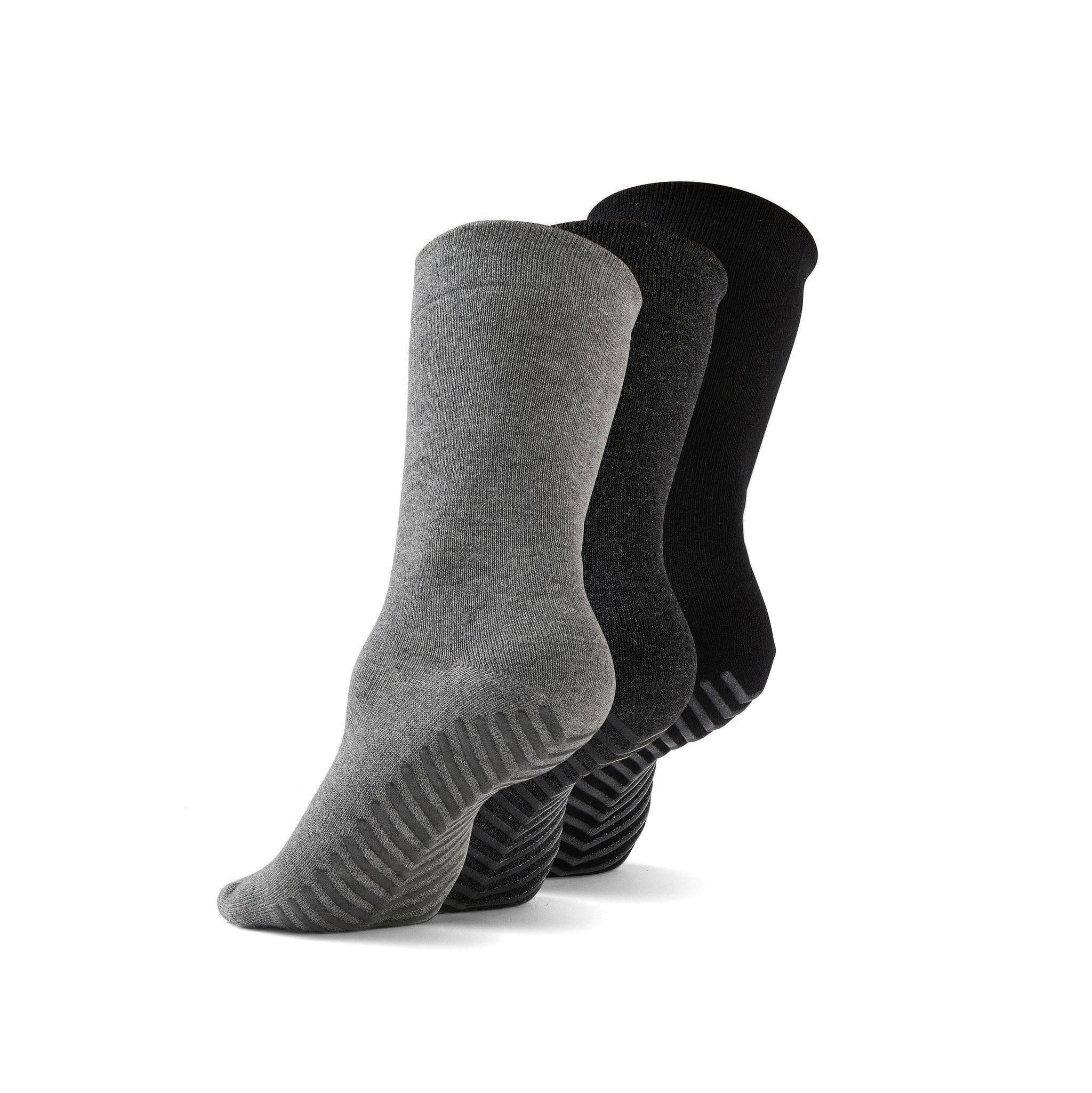 Gripjoy Women's Crew Socks with Grips (Pack of 3) - Grey