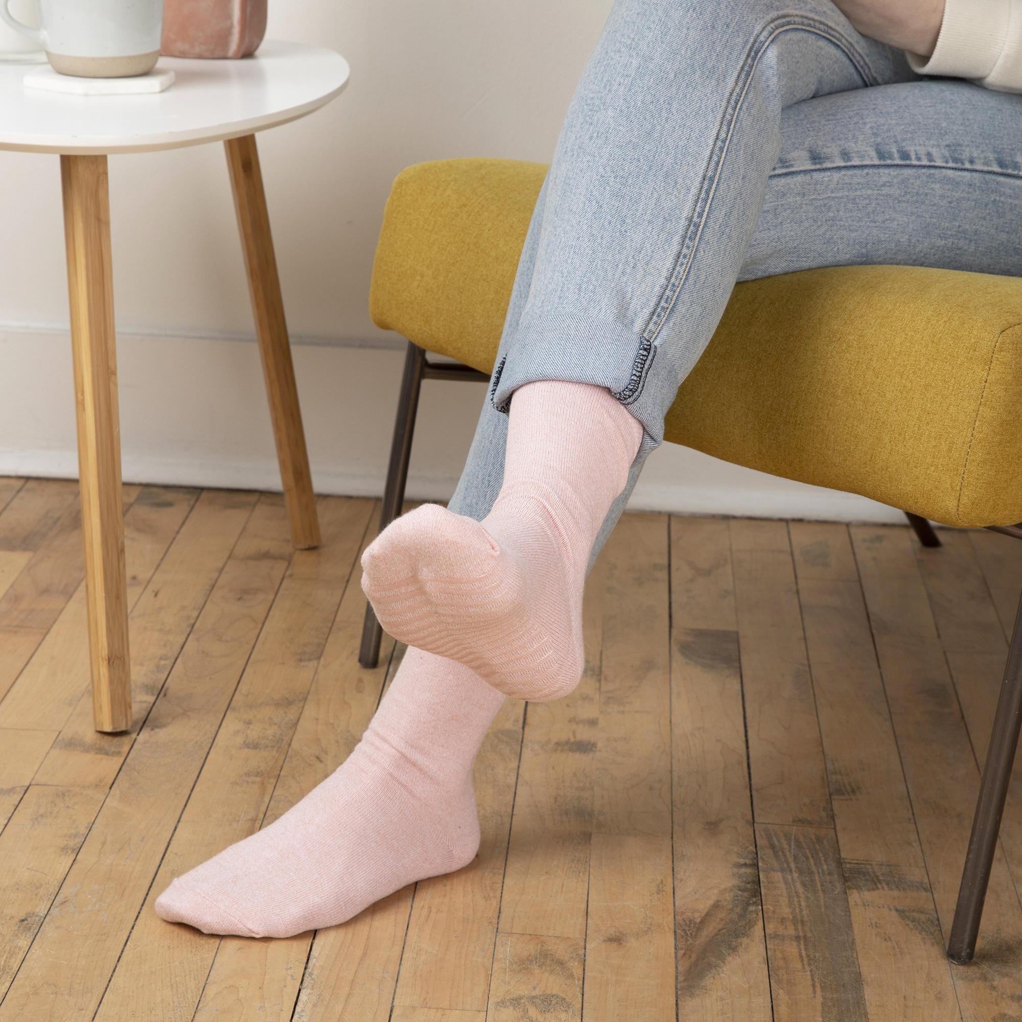 Gripjoy Women's Crew Socks with Grips (Pack of 3) - Grey