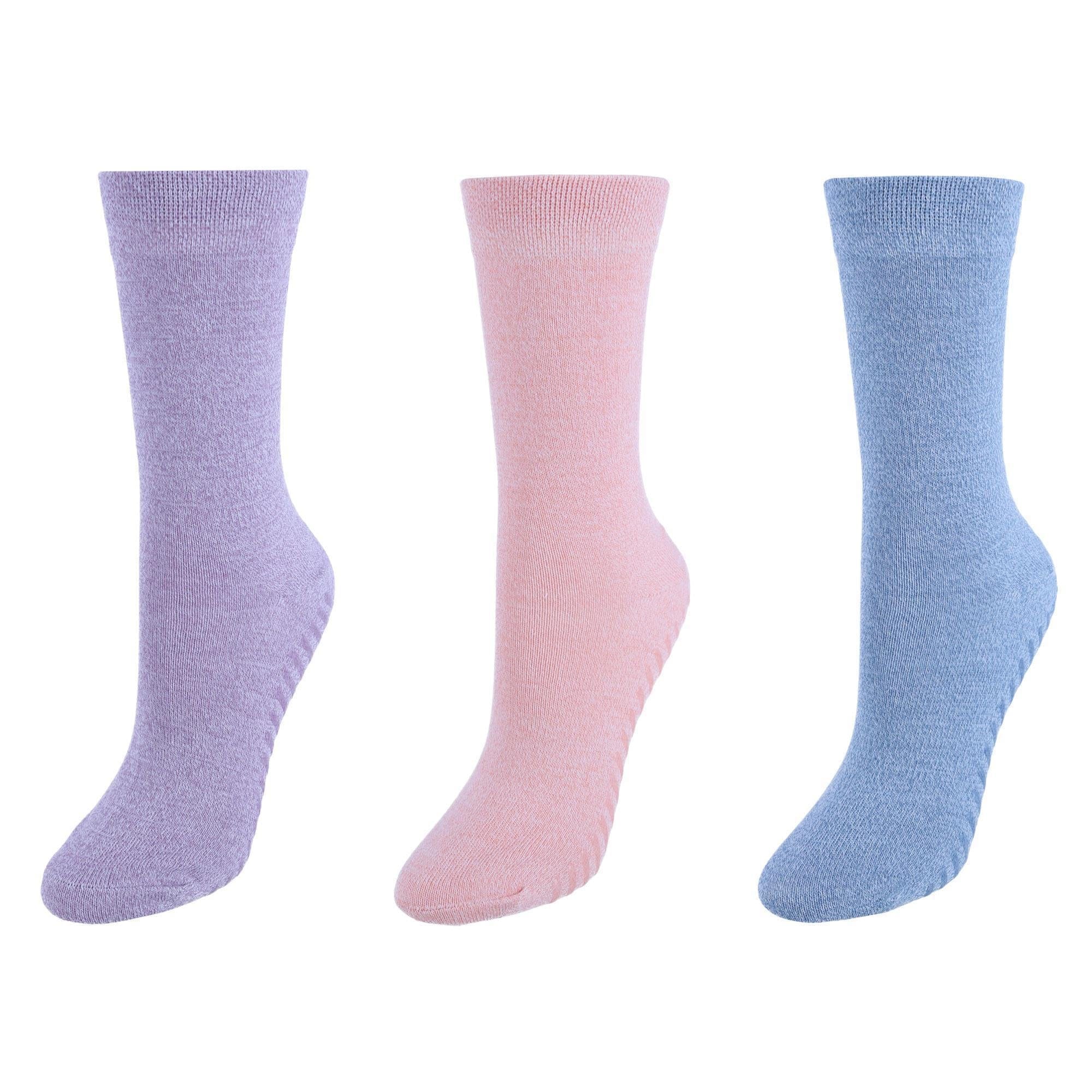 Women's Pink, Purple, Blue Original Crew Non-Slip Socks - 3 pairs - Gripjoy  Socks