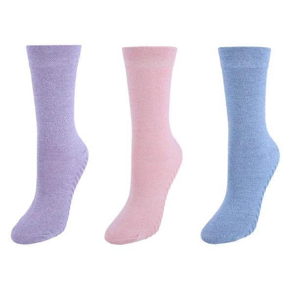 Women's Crew Socks with Grips (Pack of 3)