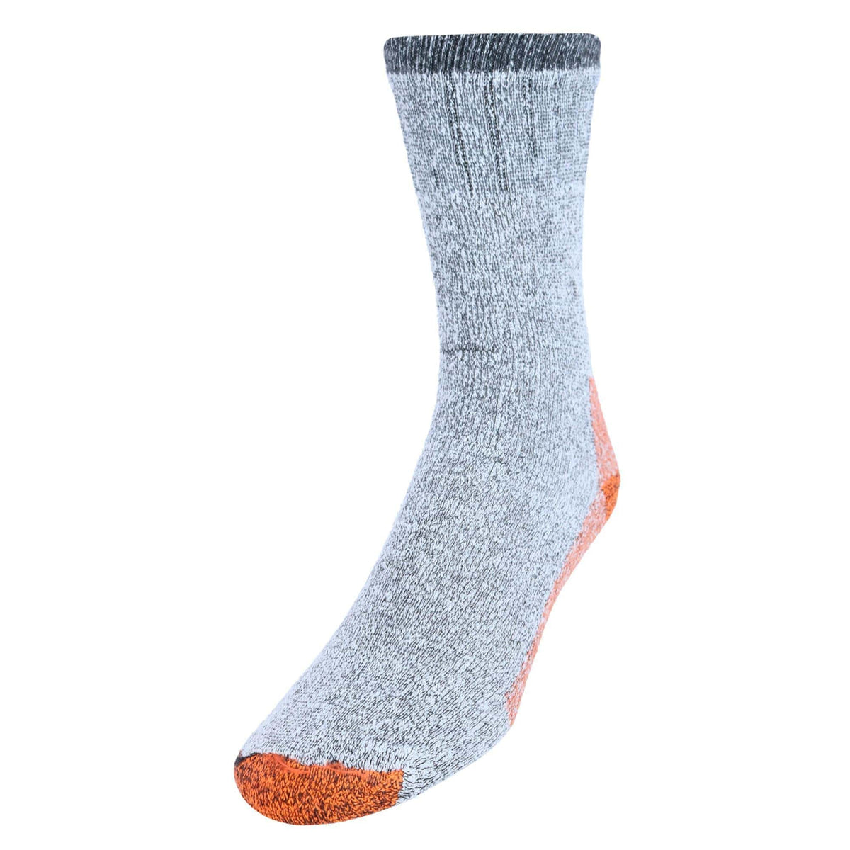 CTM® Men's Wool Blend Crew Socks (2 Pack) - Gray with Multiple Color Heels