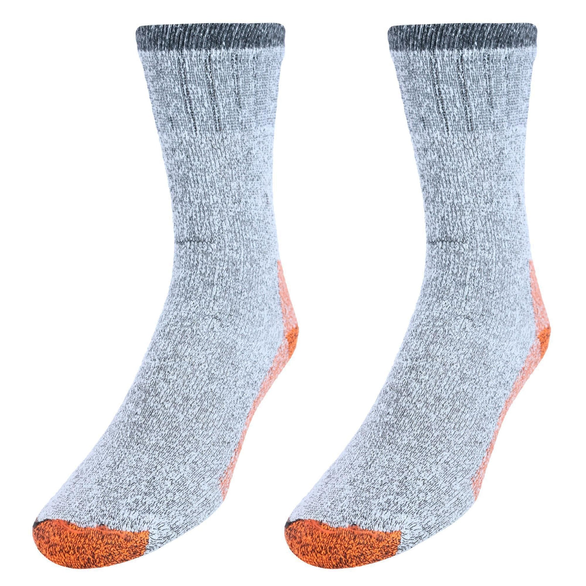 CTM® Men's Wool Blend Crew Socks (2 Pack) - Gray with Multiple Color Heels