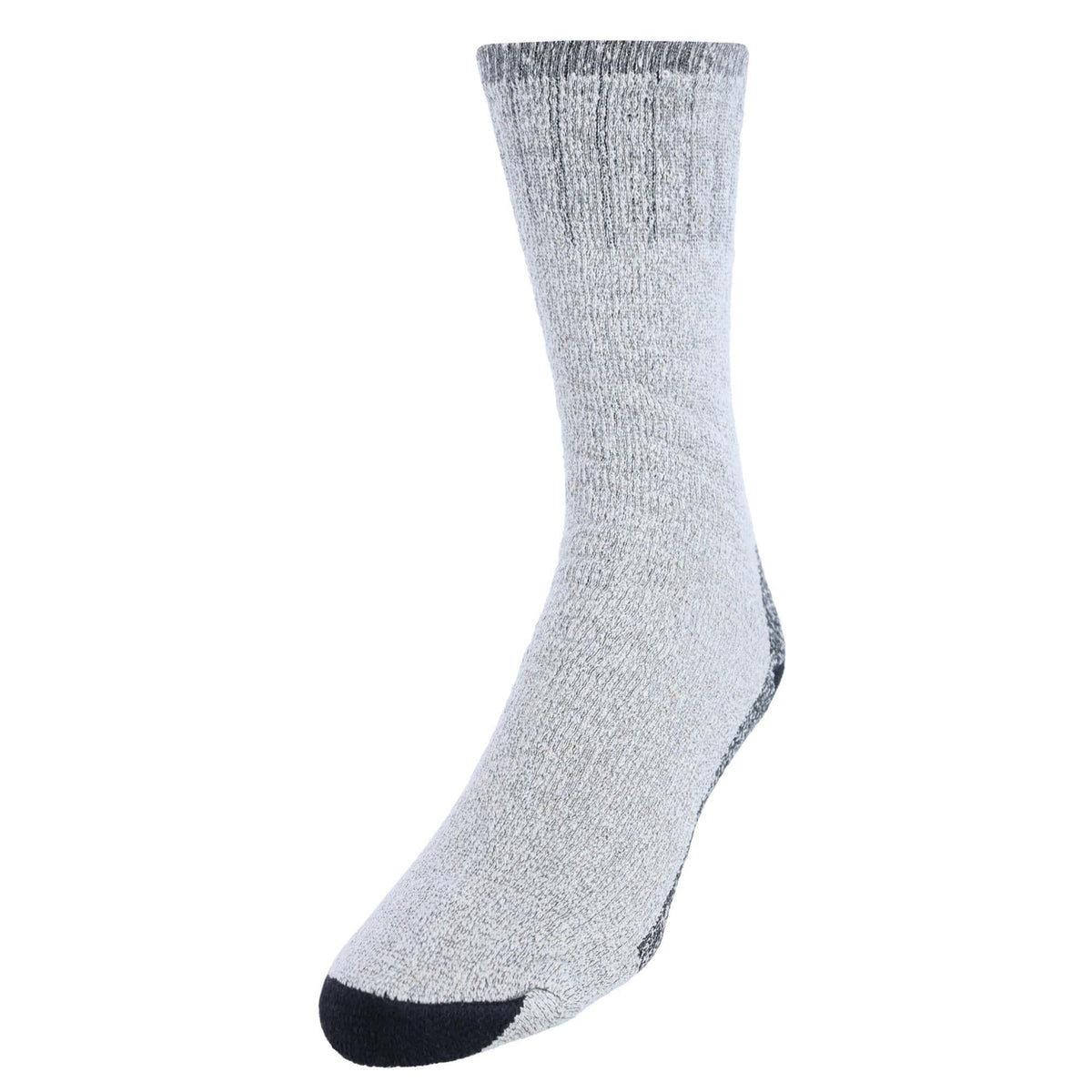 CTM® Men's Wool Blend Crew Socks (2 Pack) - Light Gray with Multiple Color Heels