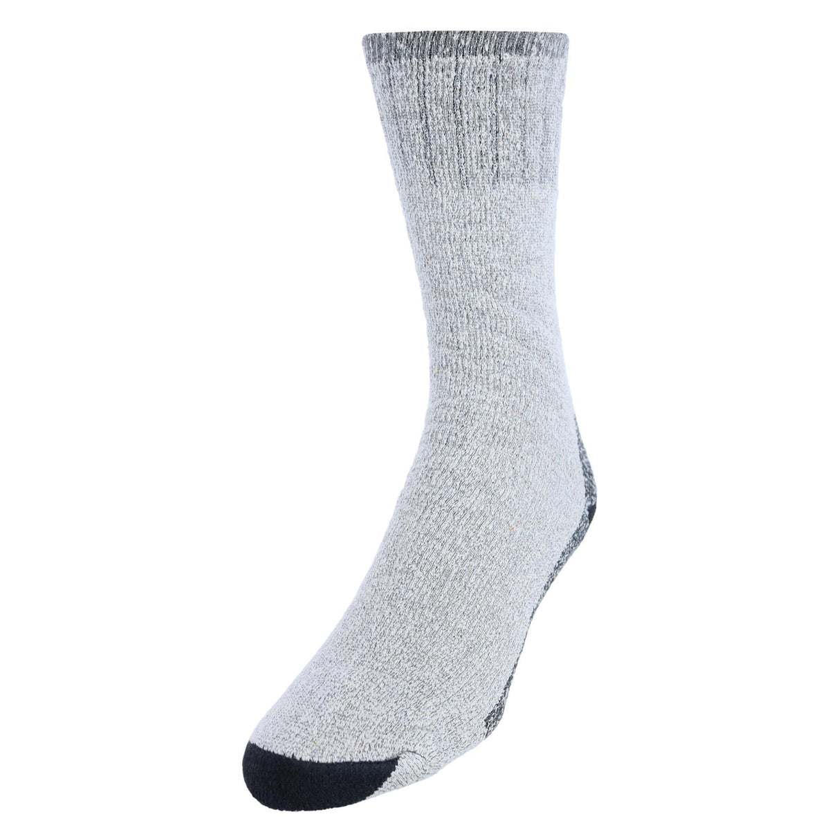 CTM® Men's Wool Blend Crew Socks (2 Pack) - Light Gray with Multiple Color Heels