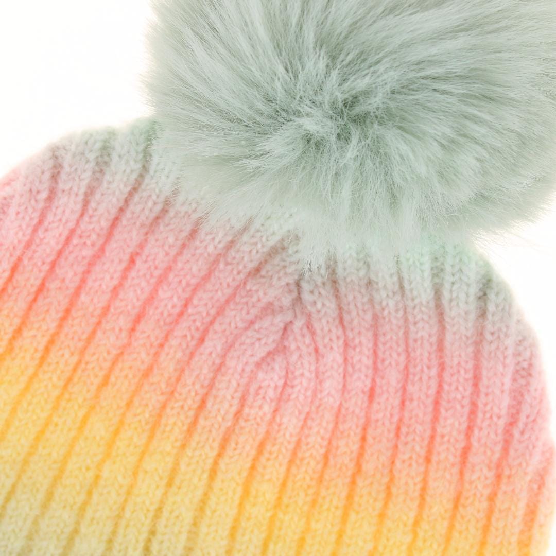 Alexa Rose Girl's One Size Colorful Space Dyed Winter Beanie with Pom - Green