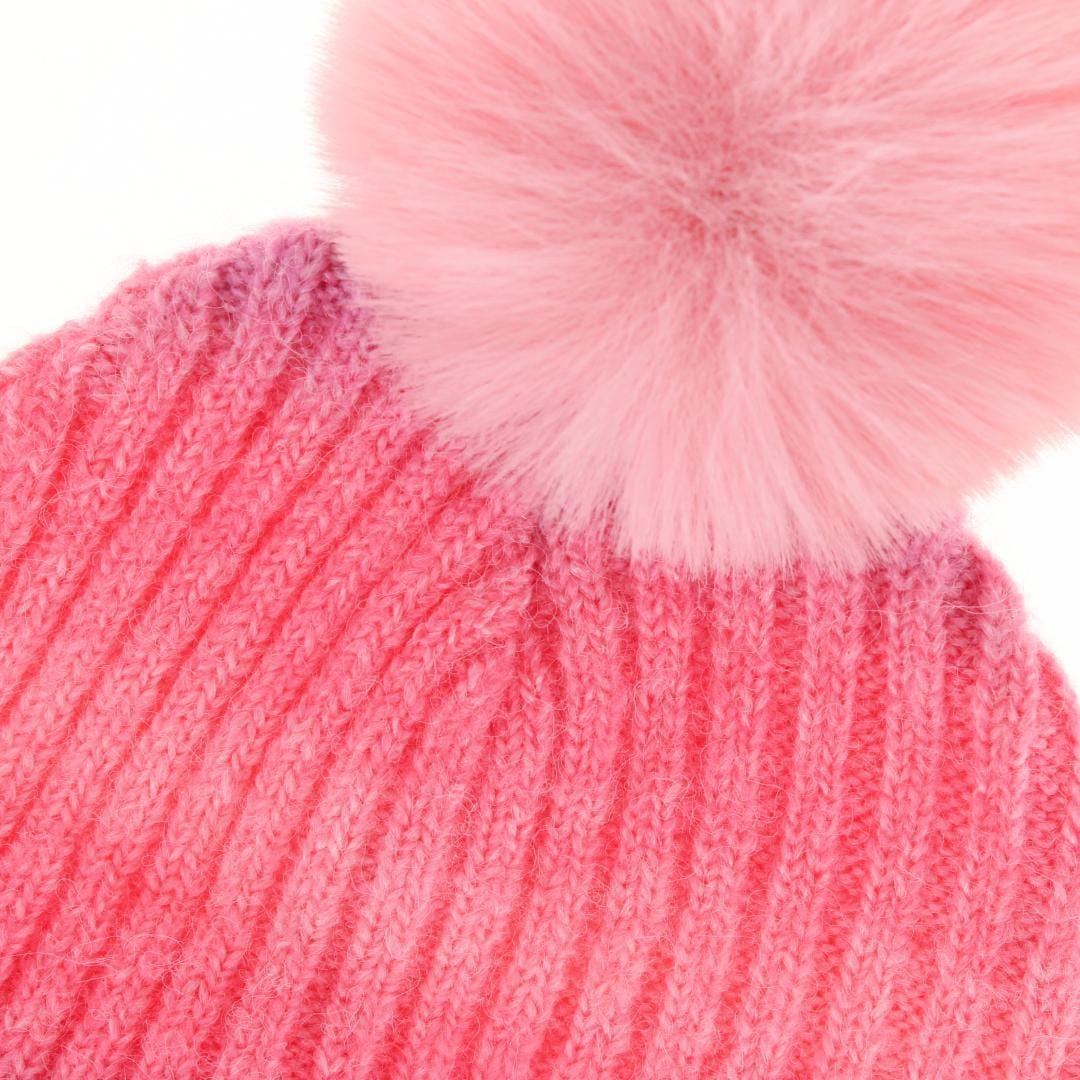 Alexa Rose Girl's One Size Colorful Space Dyed Winter Beanie with Pom - Pink