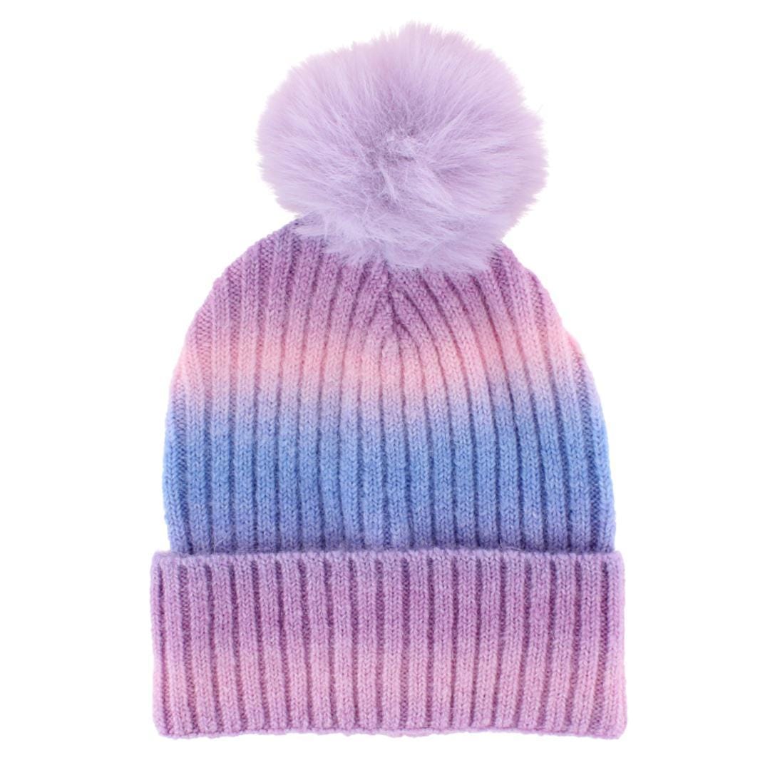 Alexa Rose Girl's One Size Colorful Space Dyed Winter Beanie with Pom