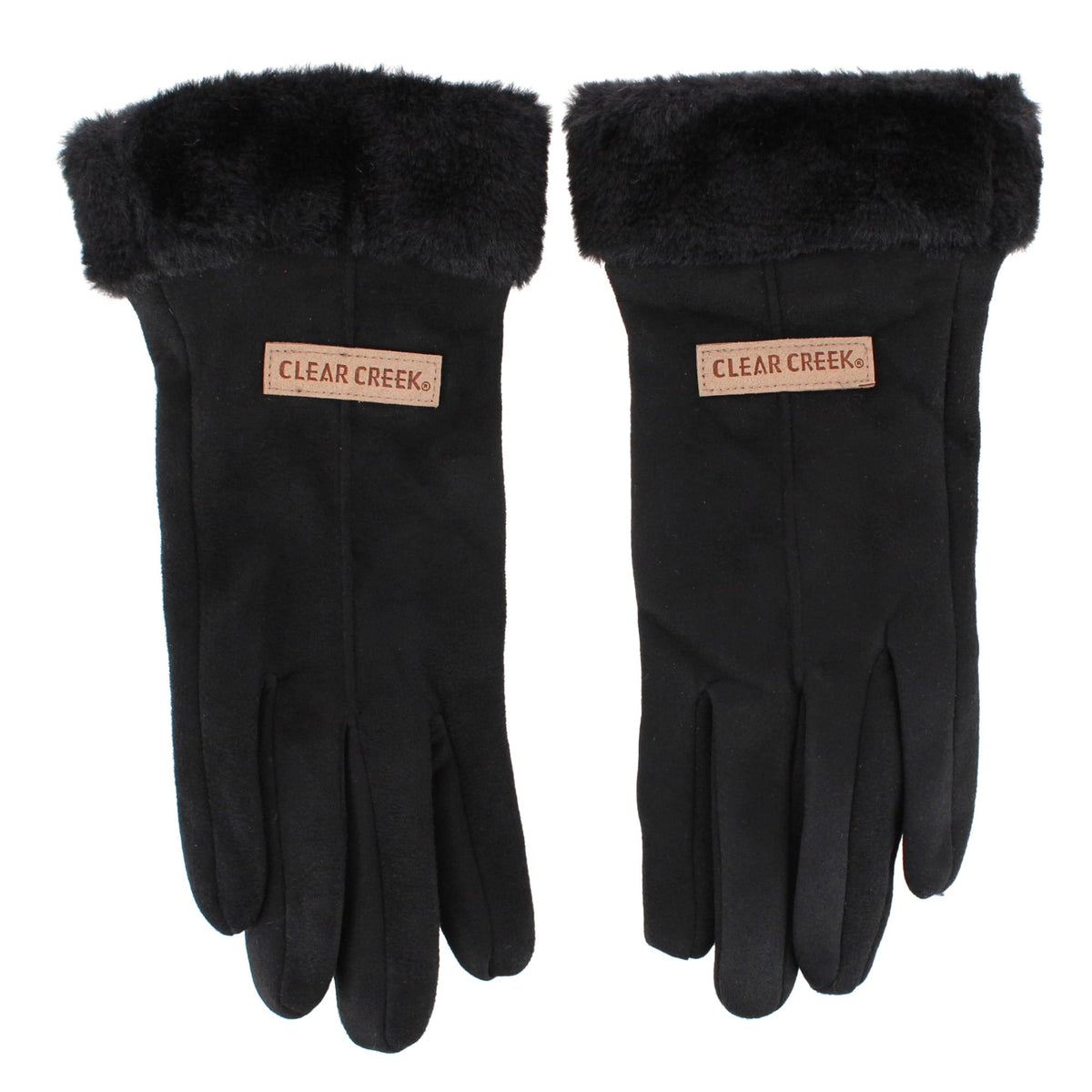 Clear Creek Women's Synthetic Fur Lined Suede Touchscreen Winter Gloves - Black