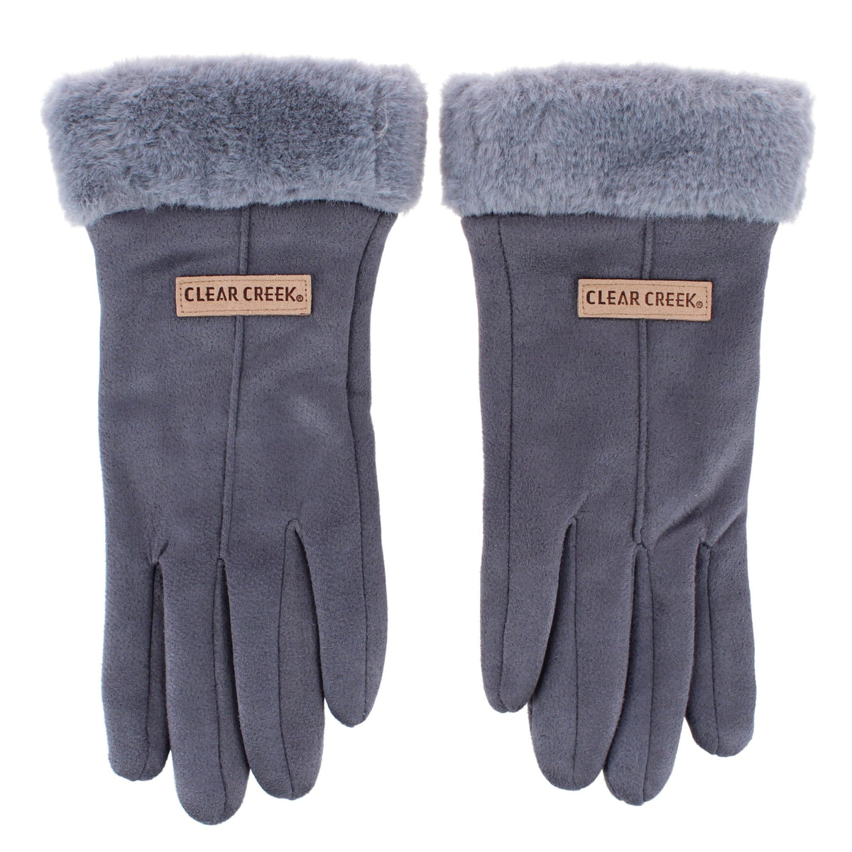 Clear Creek Women's Synthetic Fur Lined Suede Touchscreen Winter Gloves - Gray