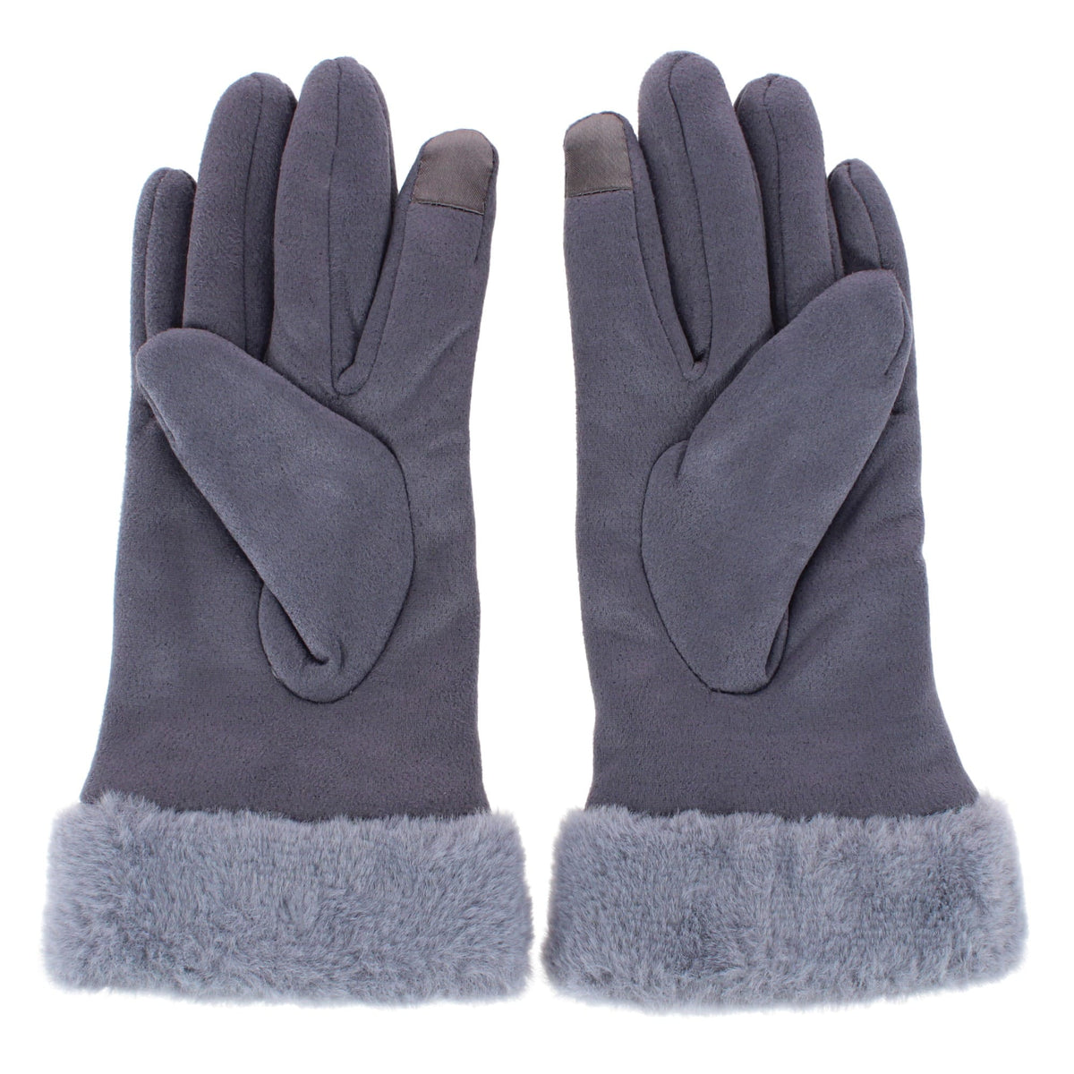 Clear Creek Women's Synthetic Fur Lined Suede Touchscreen Winter Gloves - Gray