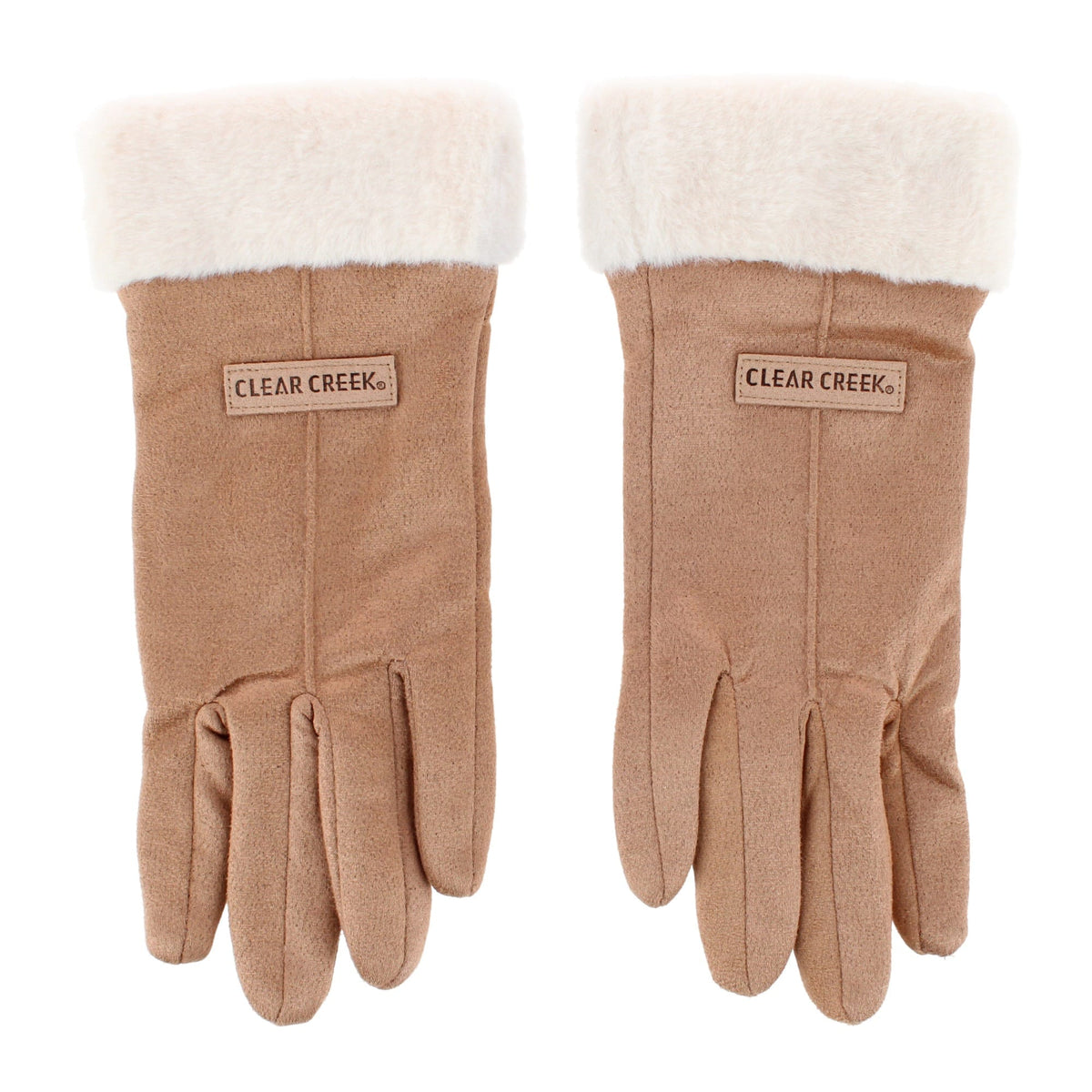 Clear Creek Women's Synthetic Fur Lined Suede Touchscreen Winter Gloves - Tan