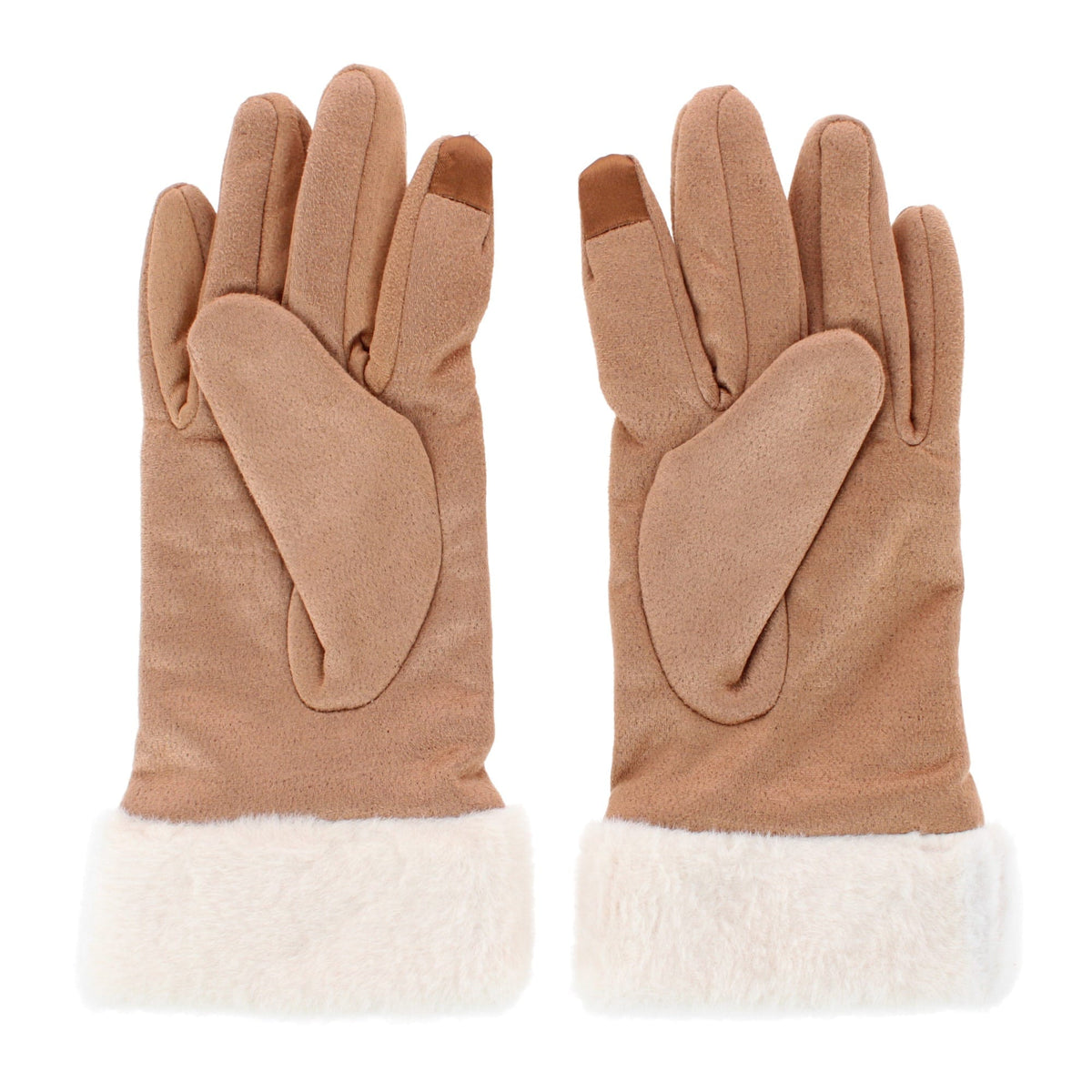 Clear Creek Women's Synthetic Fur Lined Suede Touchscreen Winter Gloves - Tan