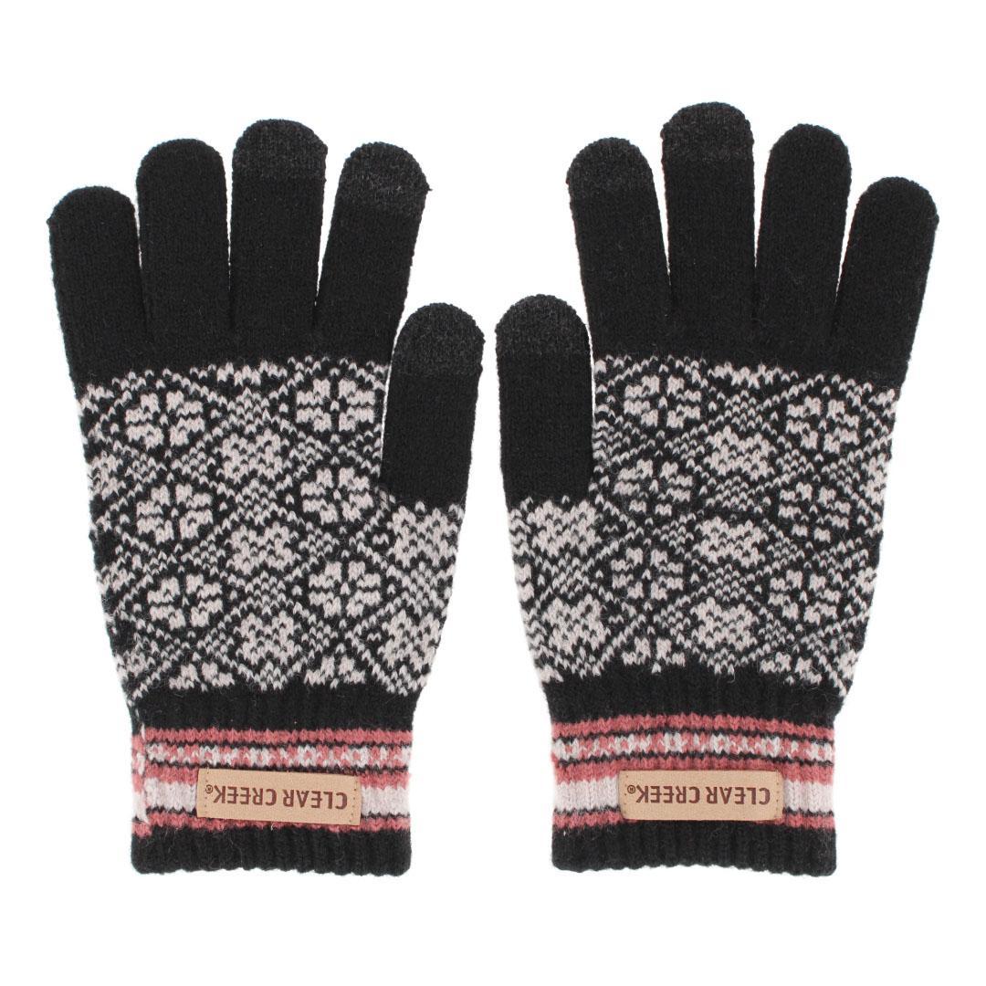 Clear Creek Women's Knit Jacquard Winter Texting Glove - Black